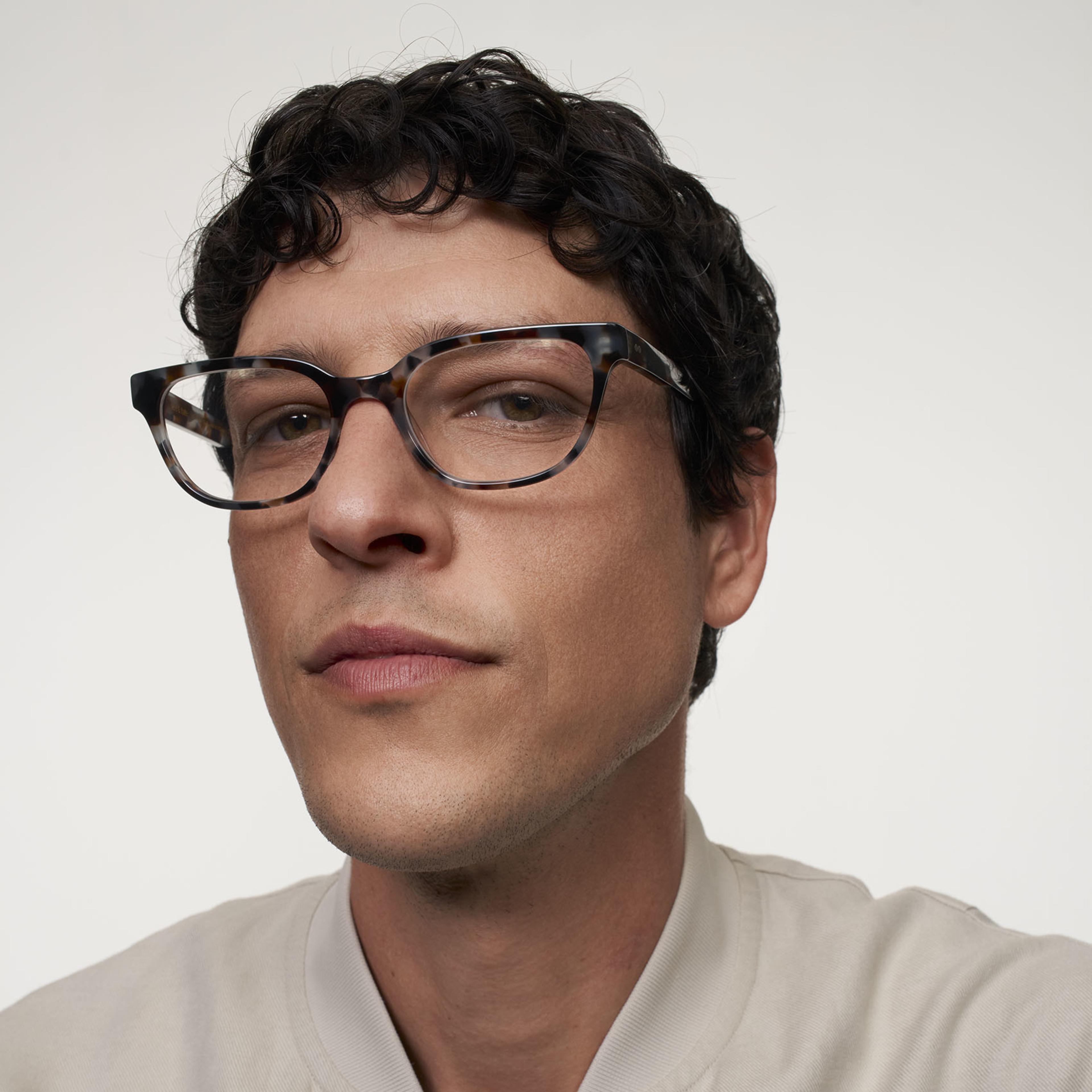 Ace & Tate Glasses | Rectangle Acetate in Blue, Grey, Red