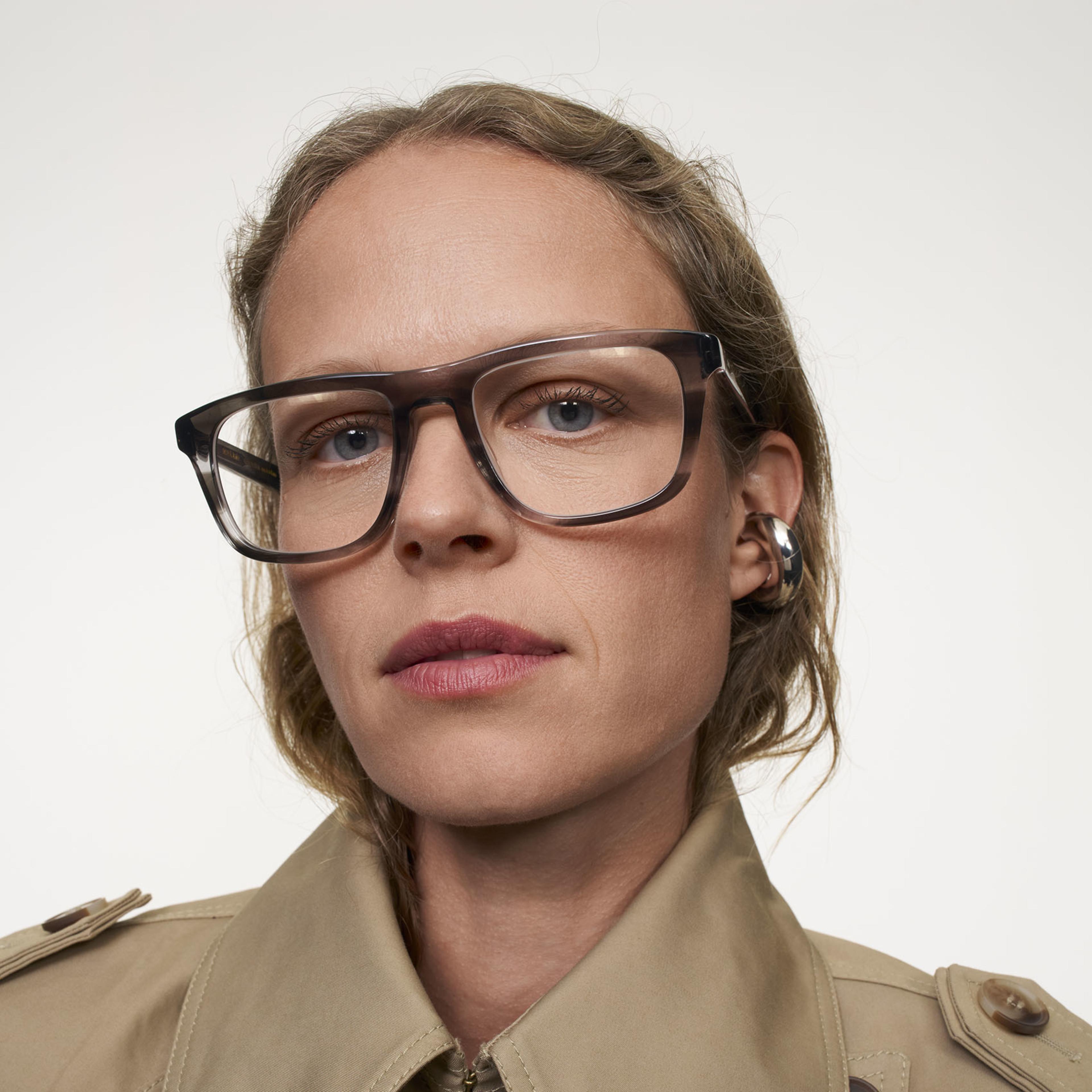 Ace & Tate Glasses | Rectangle Acetate in Clear, Grey
