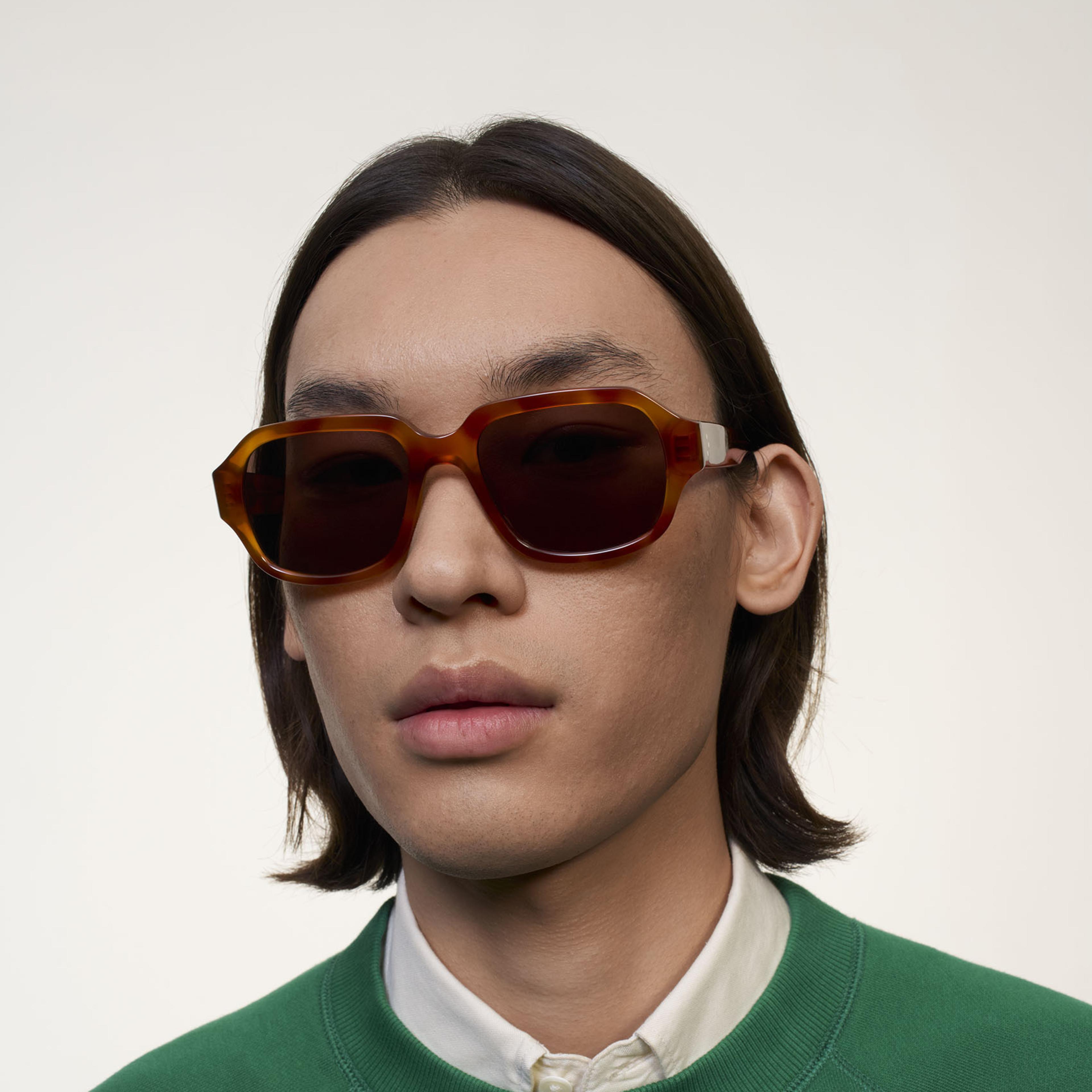 Ace & Tate Sunglasses | Square Acetate in Yellow, Orange