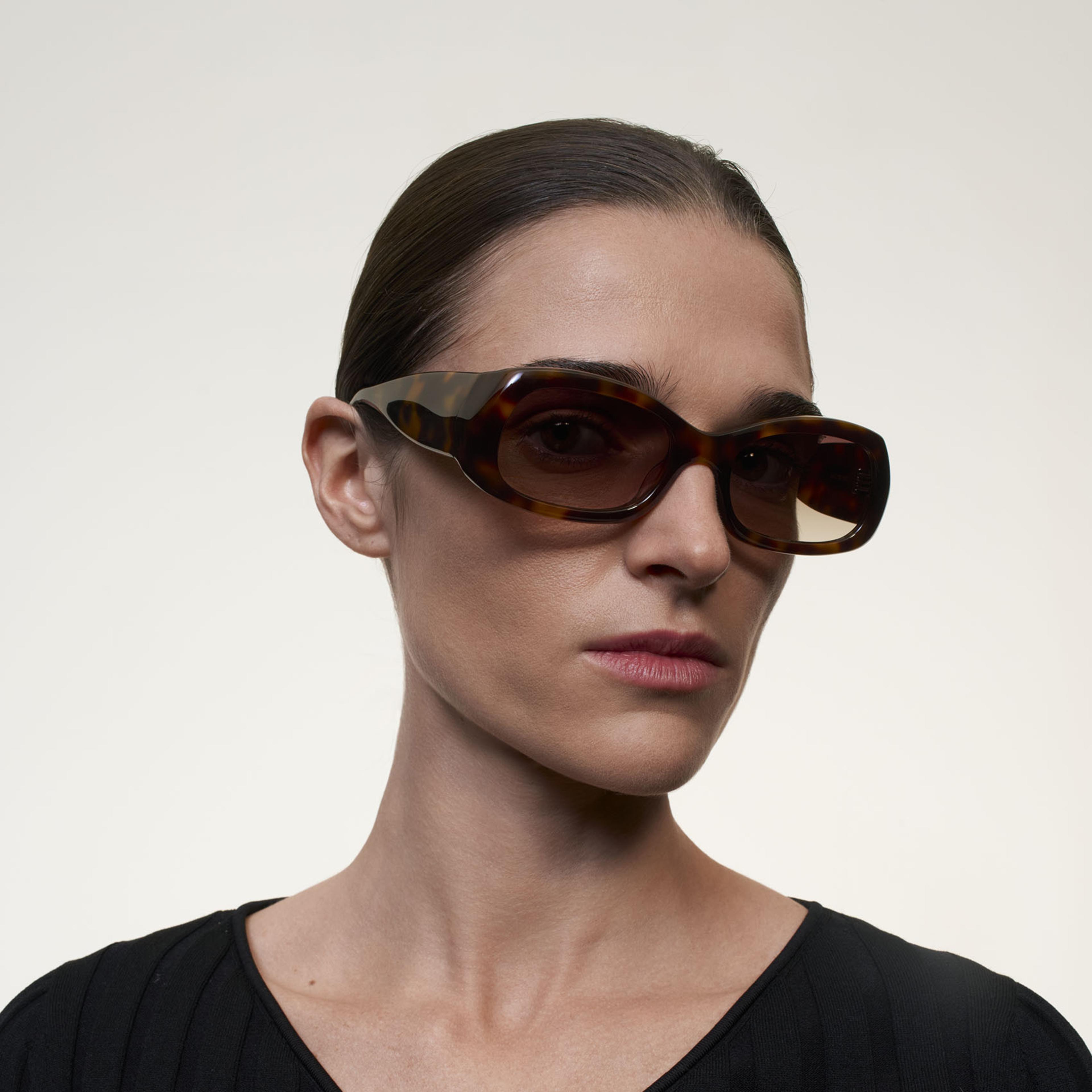 Ace & Tate Sunglasses | Oval Acetate in Black, Brown