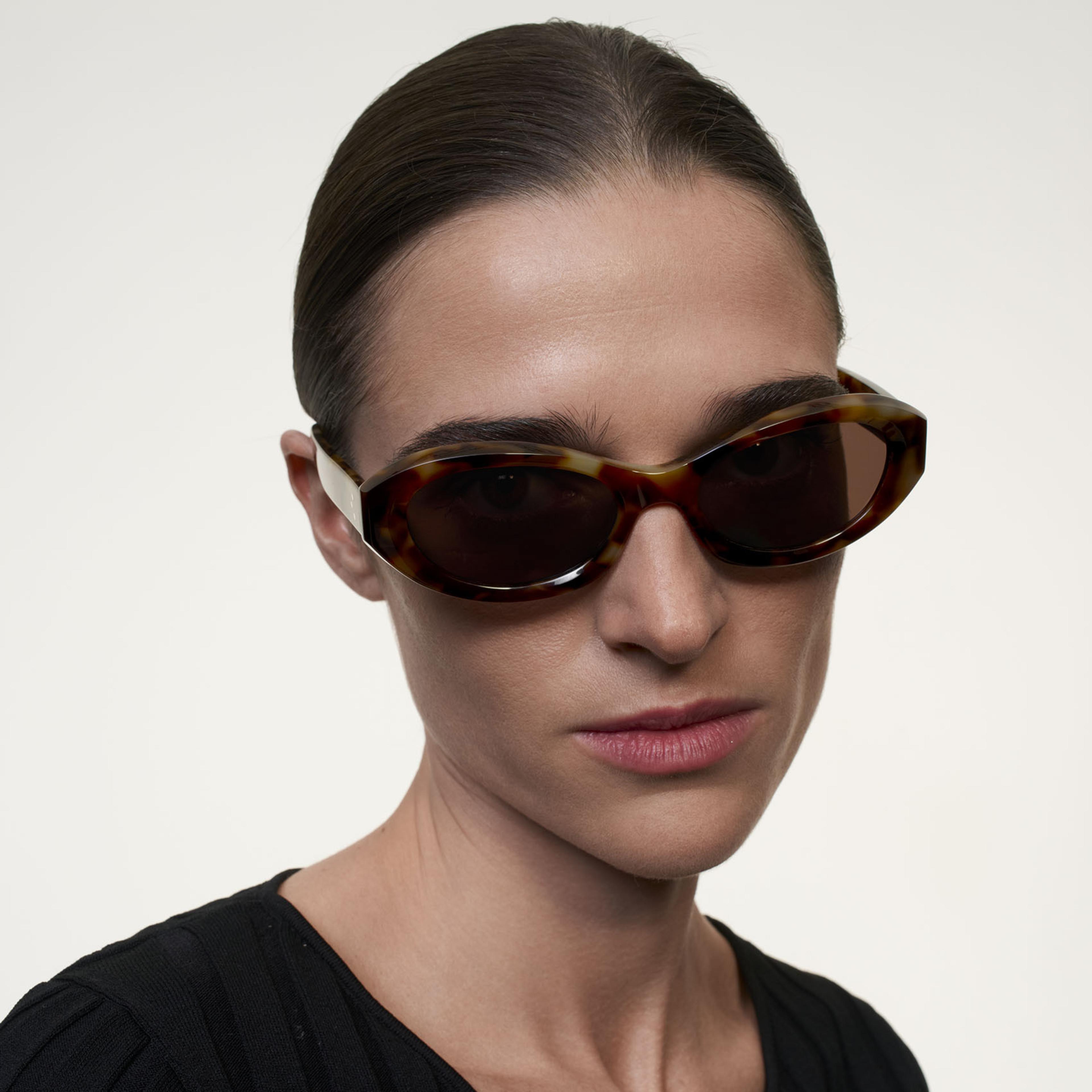 Ace & Tate Sunglasses | Oval Acetate in Brown, Yellow