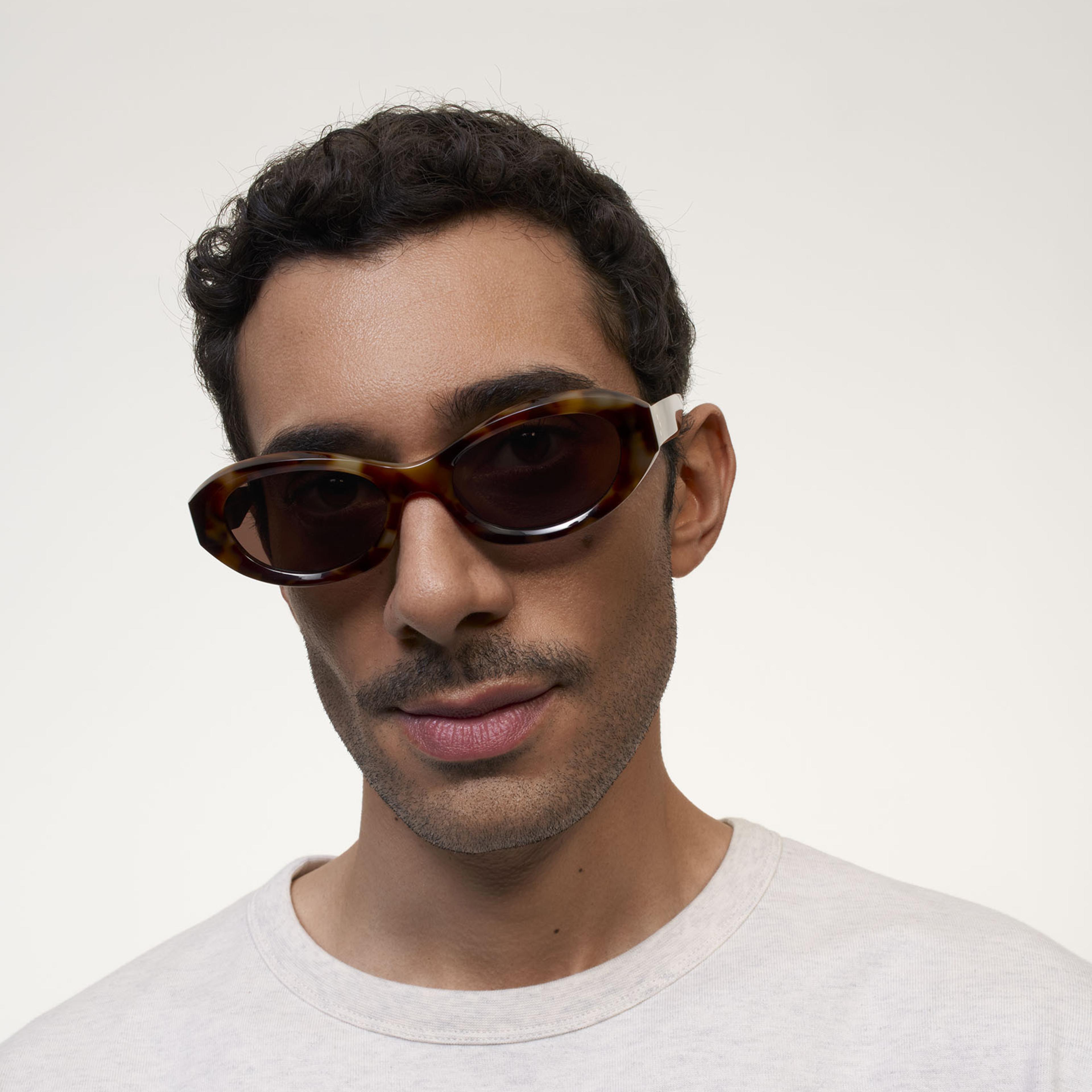 Ace & Tate Sunglasses | Oval Acetate in Brown, Yellow