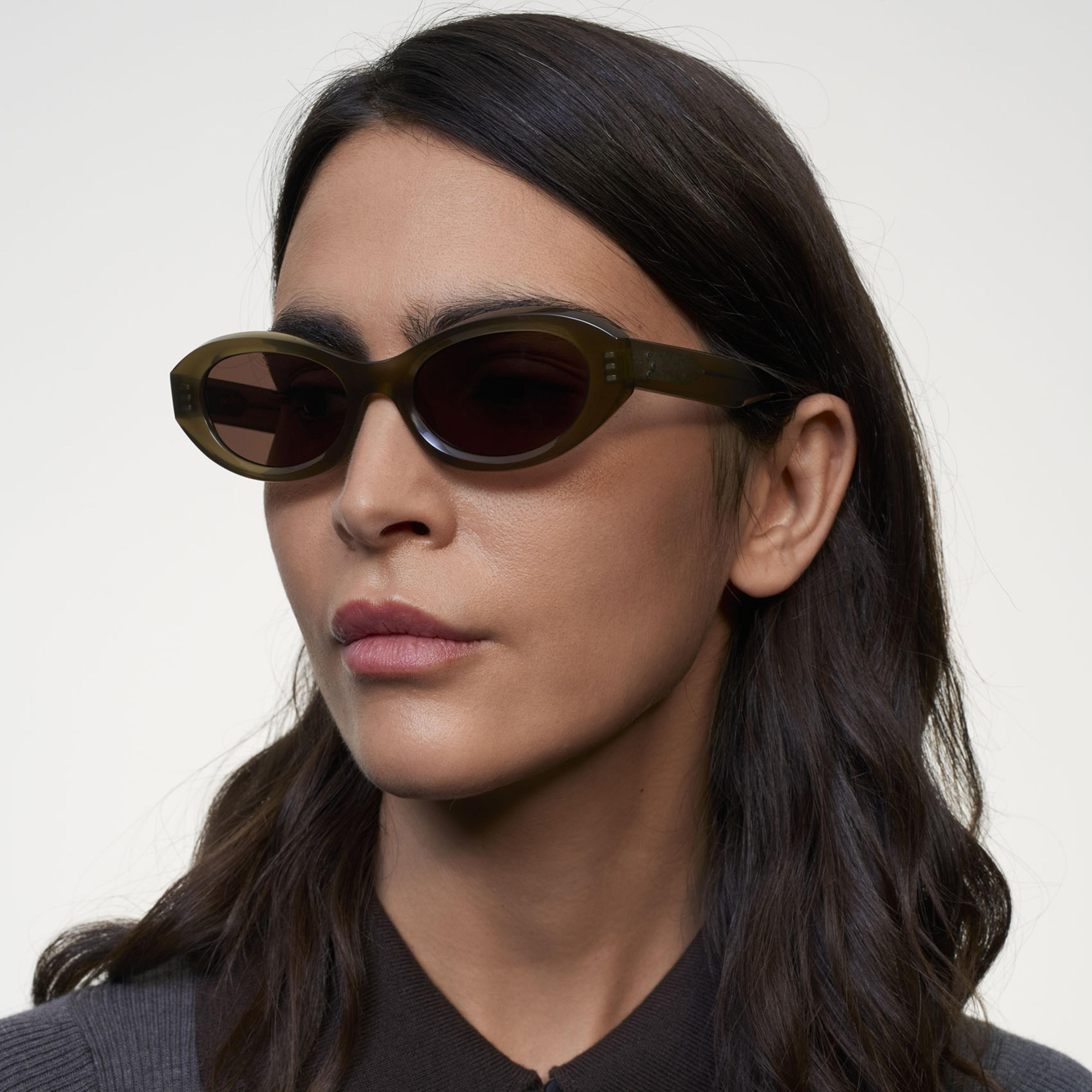 Ace & Tate Sunglasses | Oval Acetate in Green