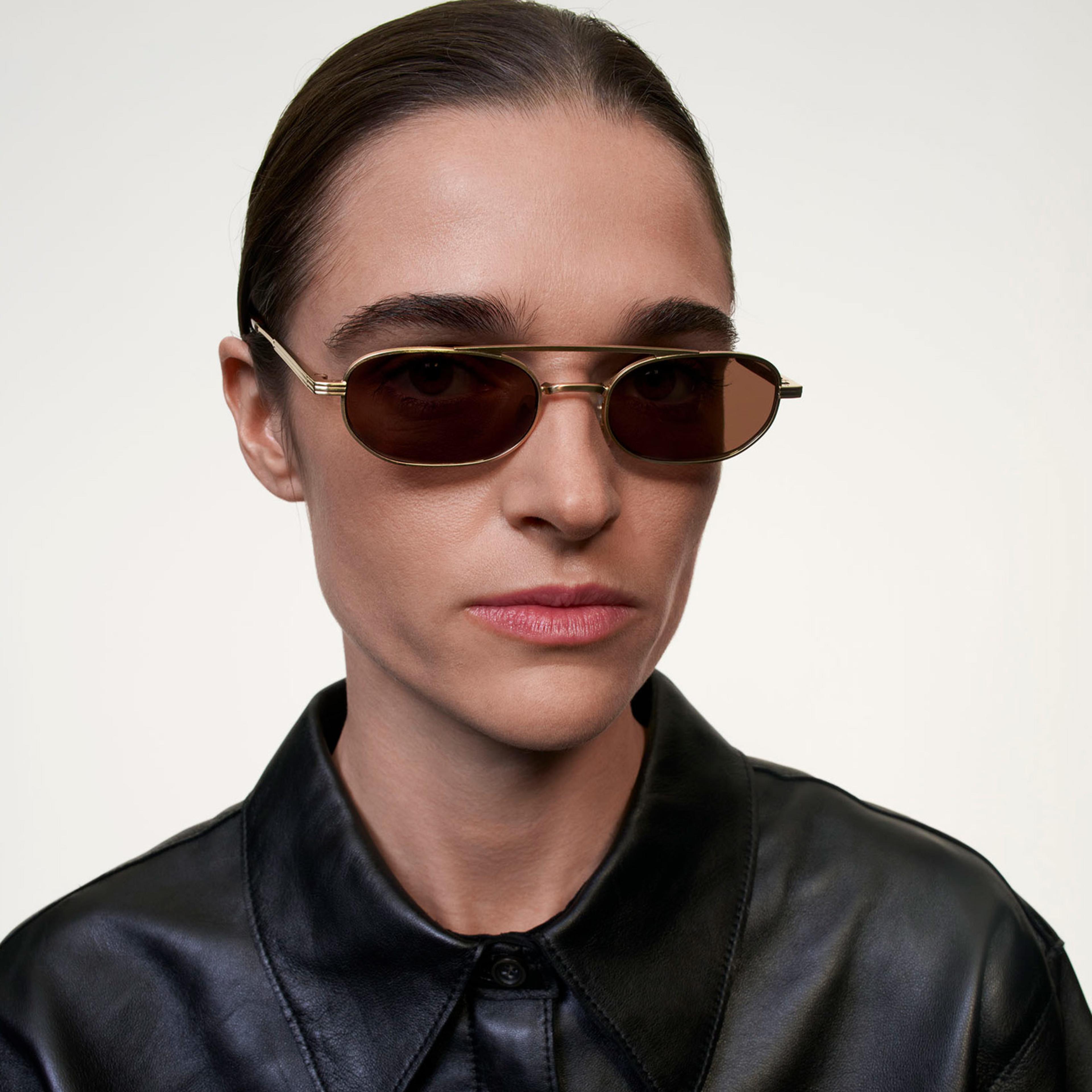 Ace & Tate Sunglasses | Oval Metal in Gold