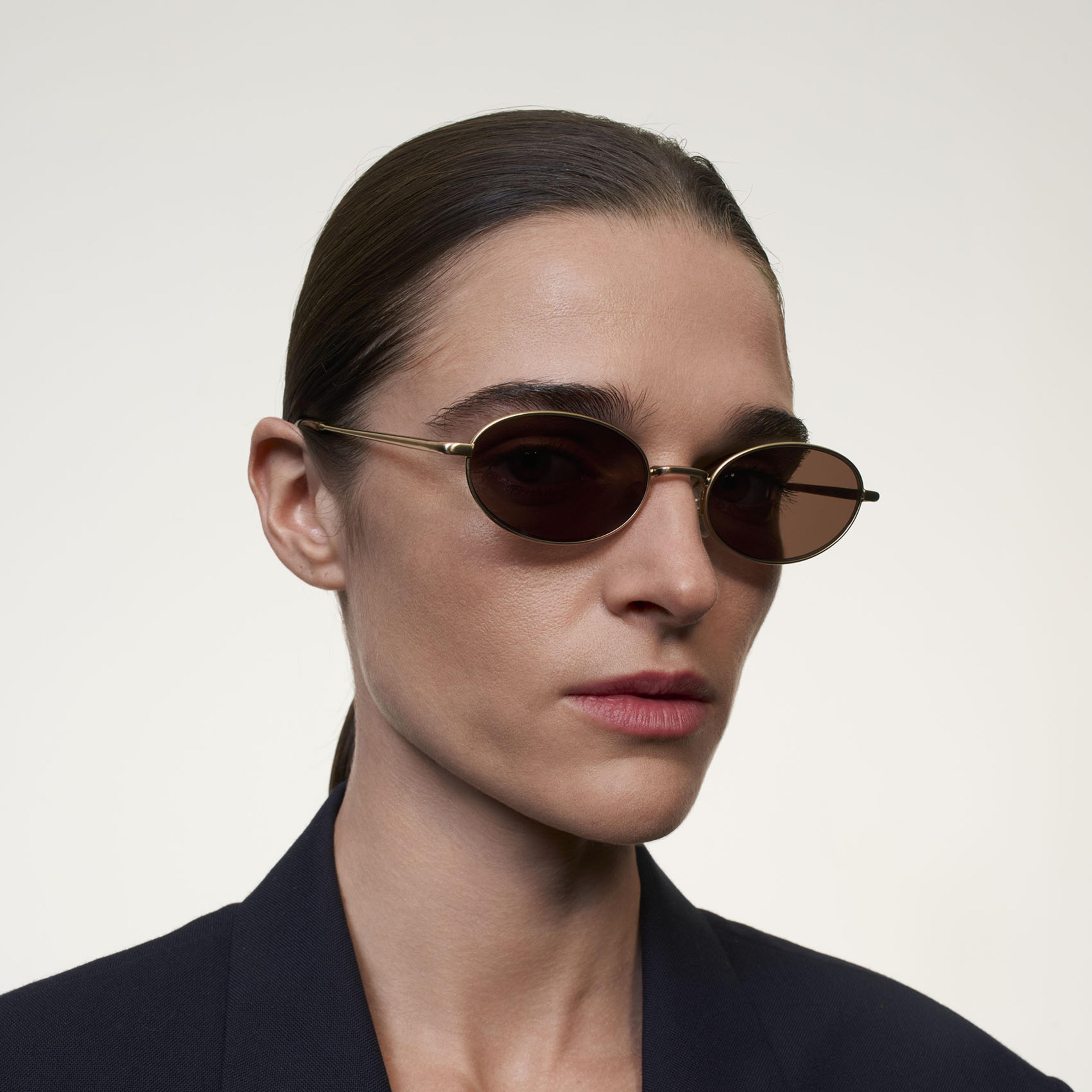 Ace & Tate Sunglasses | Oval Metal in Gold