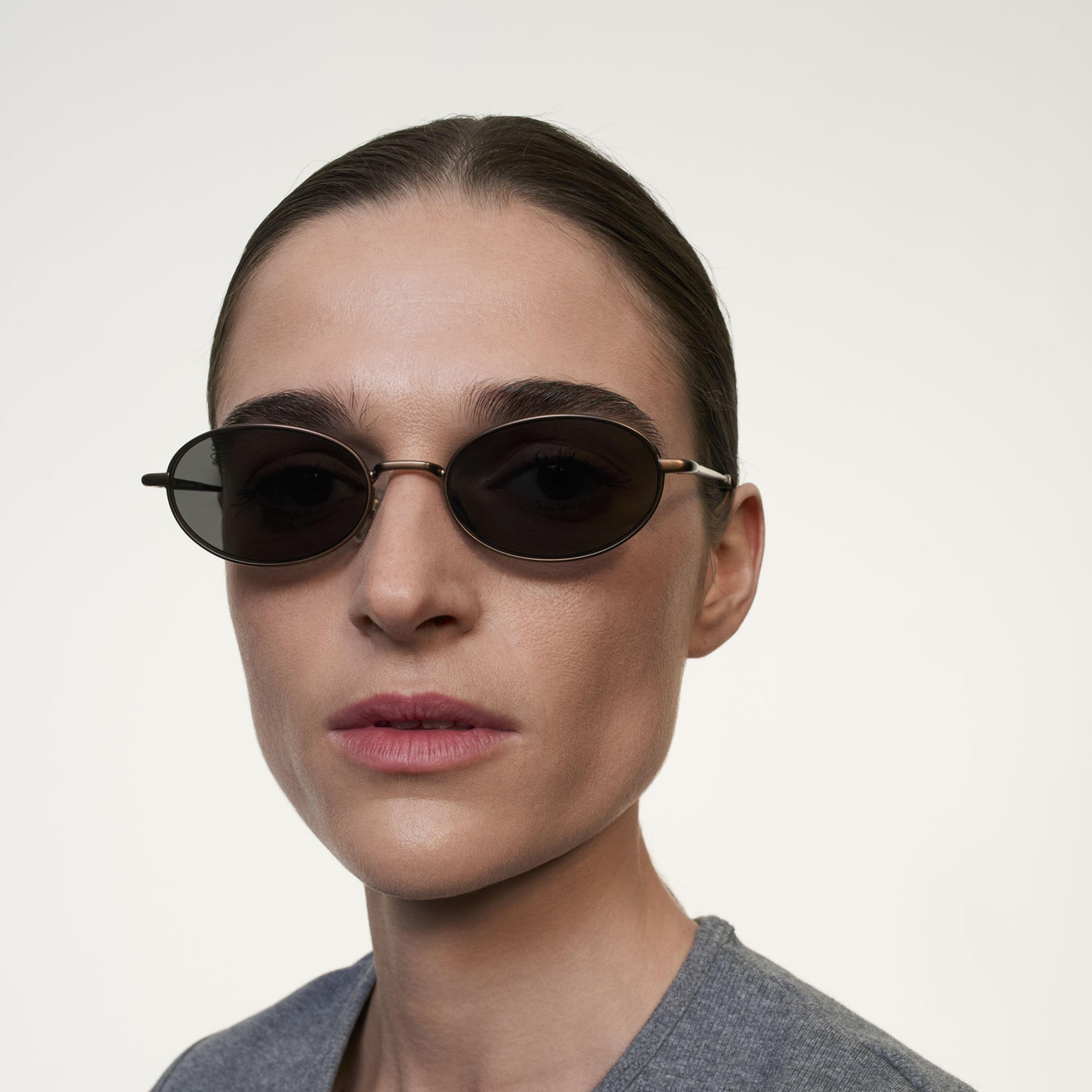 Ace & Tate Sunglasses | Oval Metal in Brown