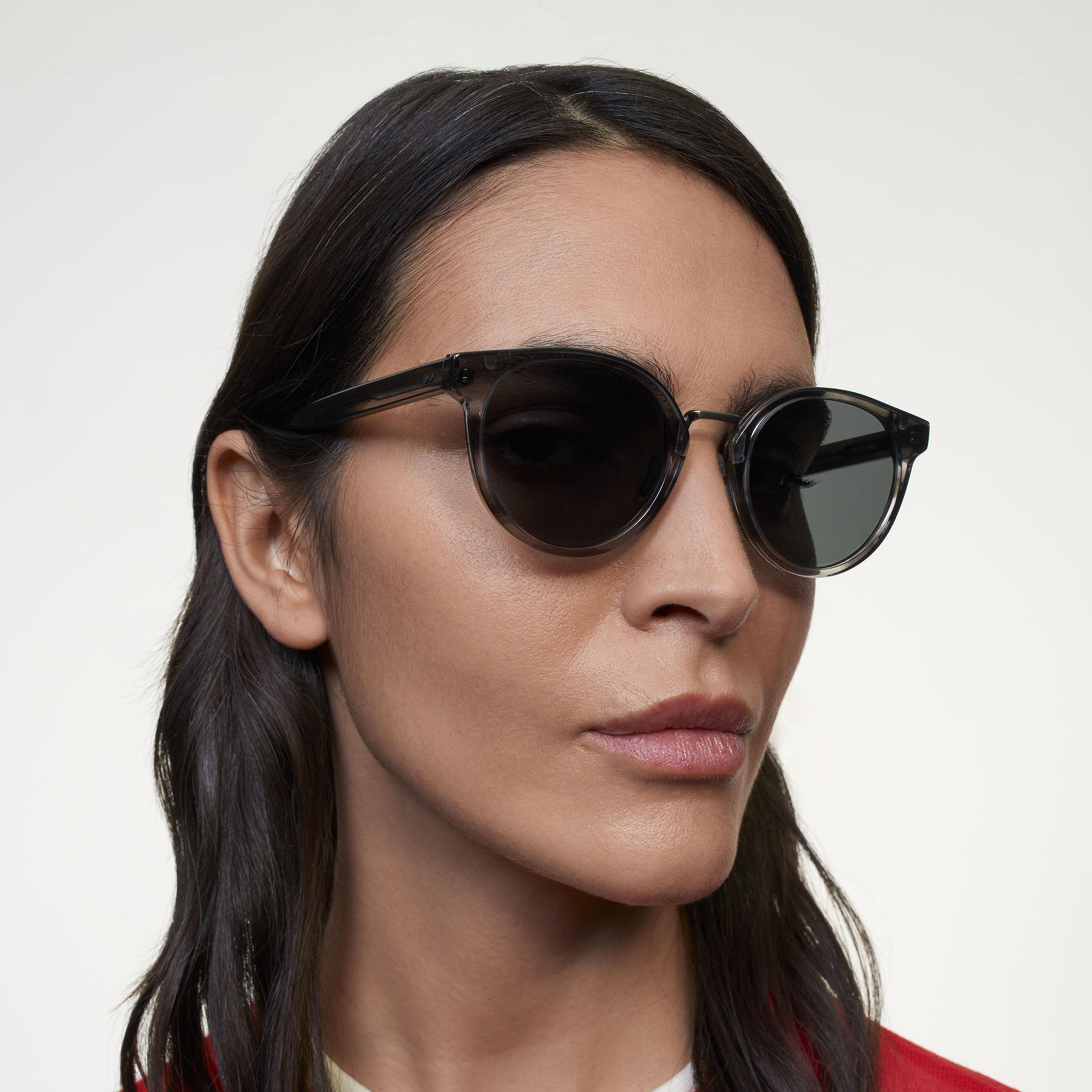 Ace & Tate Sunglasses | Round Acetate in Clear, Grey