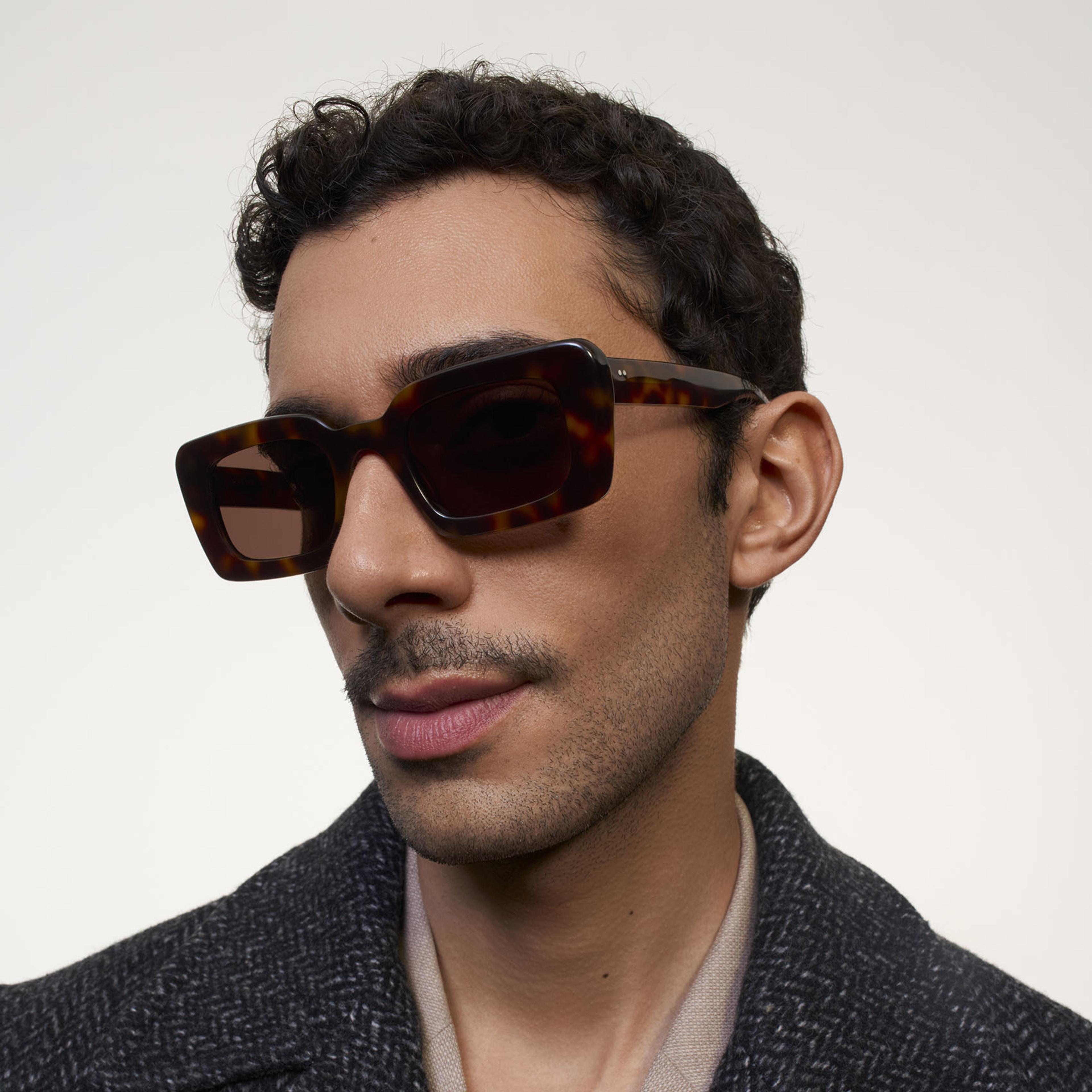 Ace & Tate Sunglasses | Rectangle Acetate in Brown, Black
