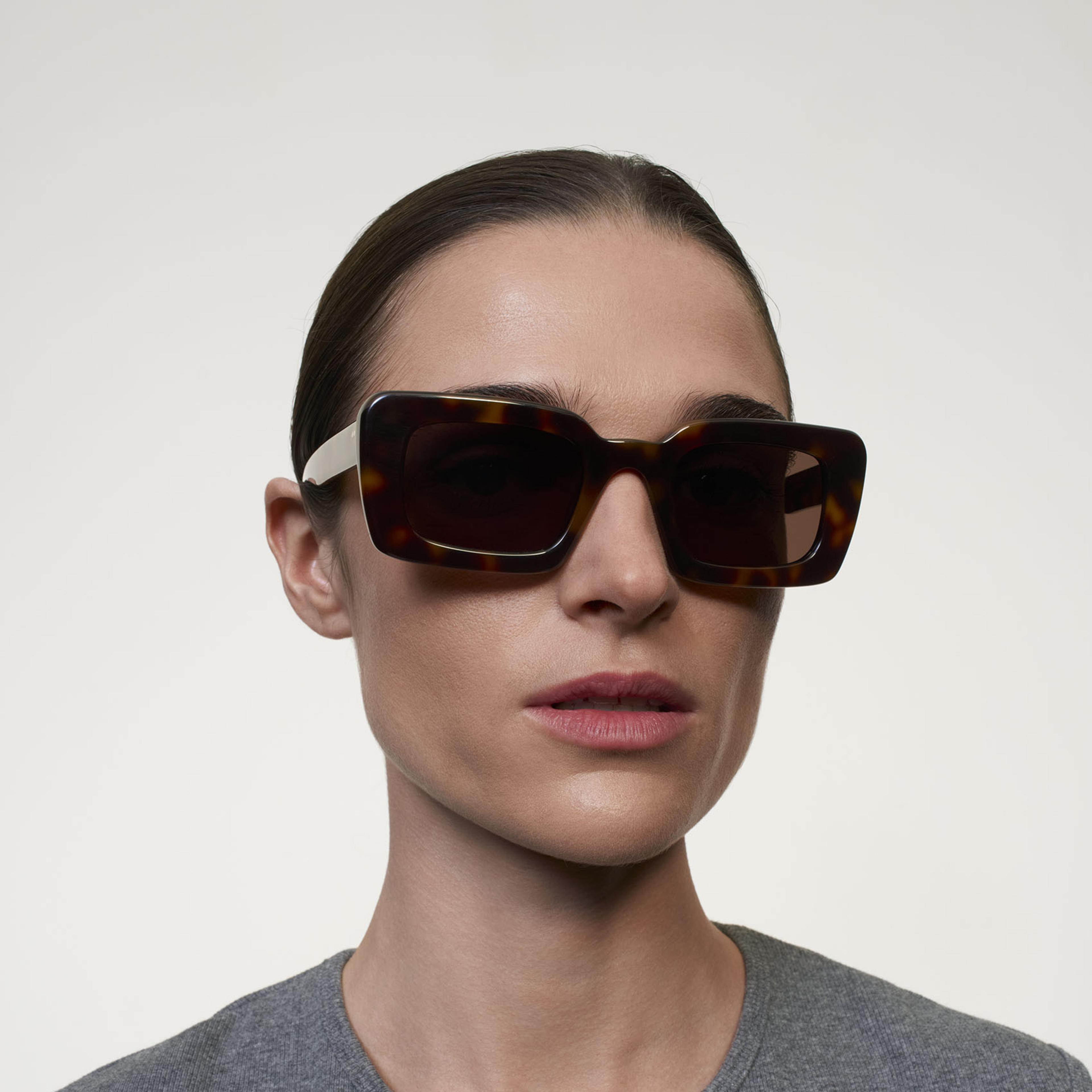 Ace & Tate Sunglasses | Rectangle Acetate in Brown, Black