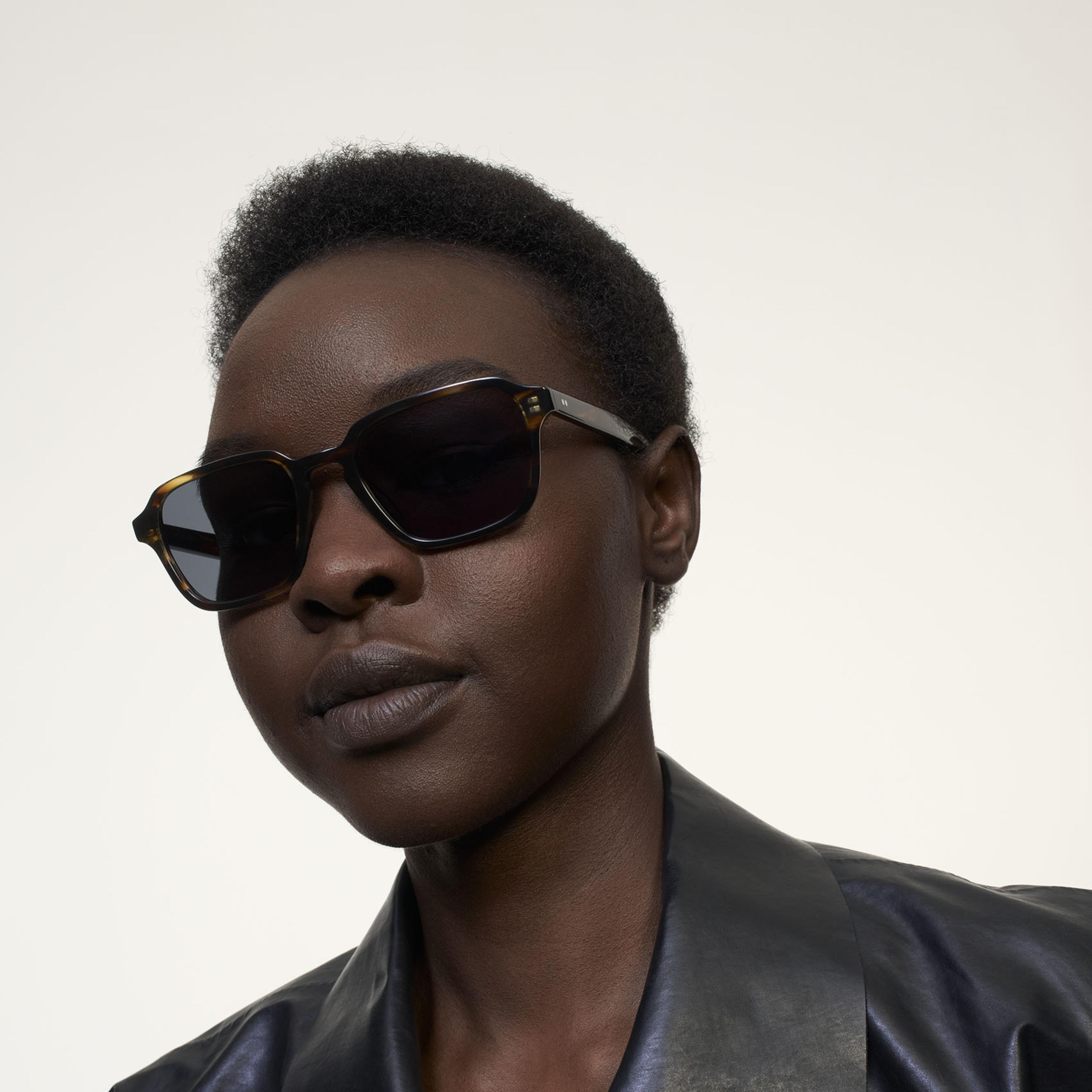 Ace & Tate Sunglasses | Hexagonal Acetate in Brown, Orange