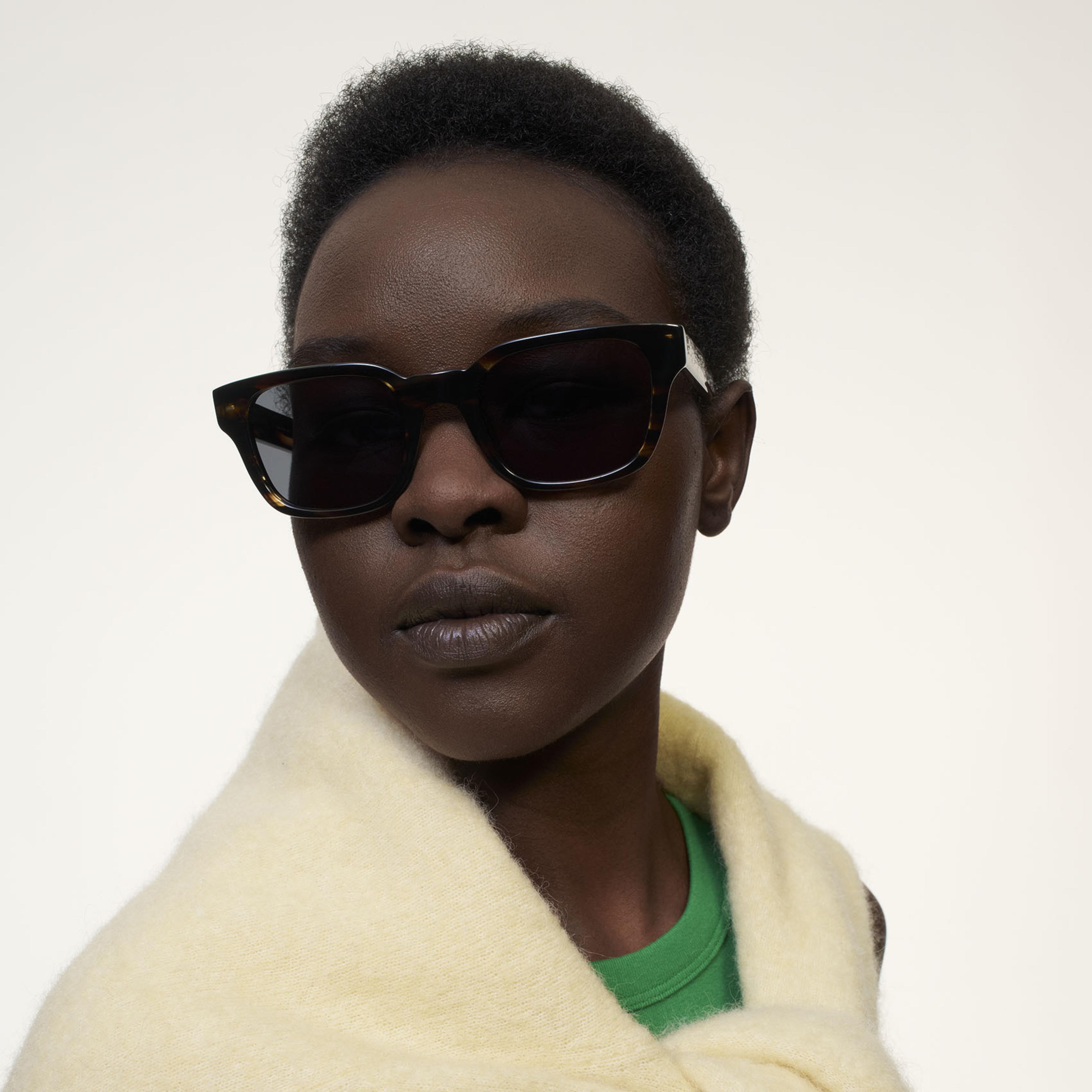 Ace & Tate Sunglasses | Rectangle Acetate in Brown, Orange