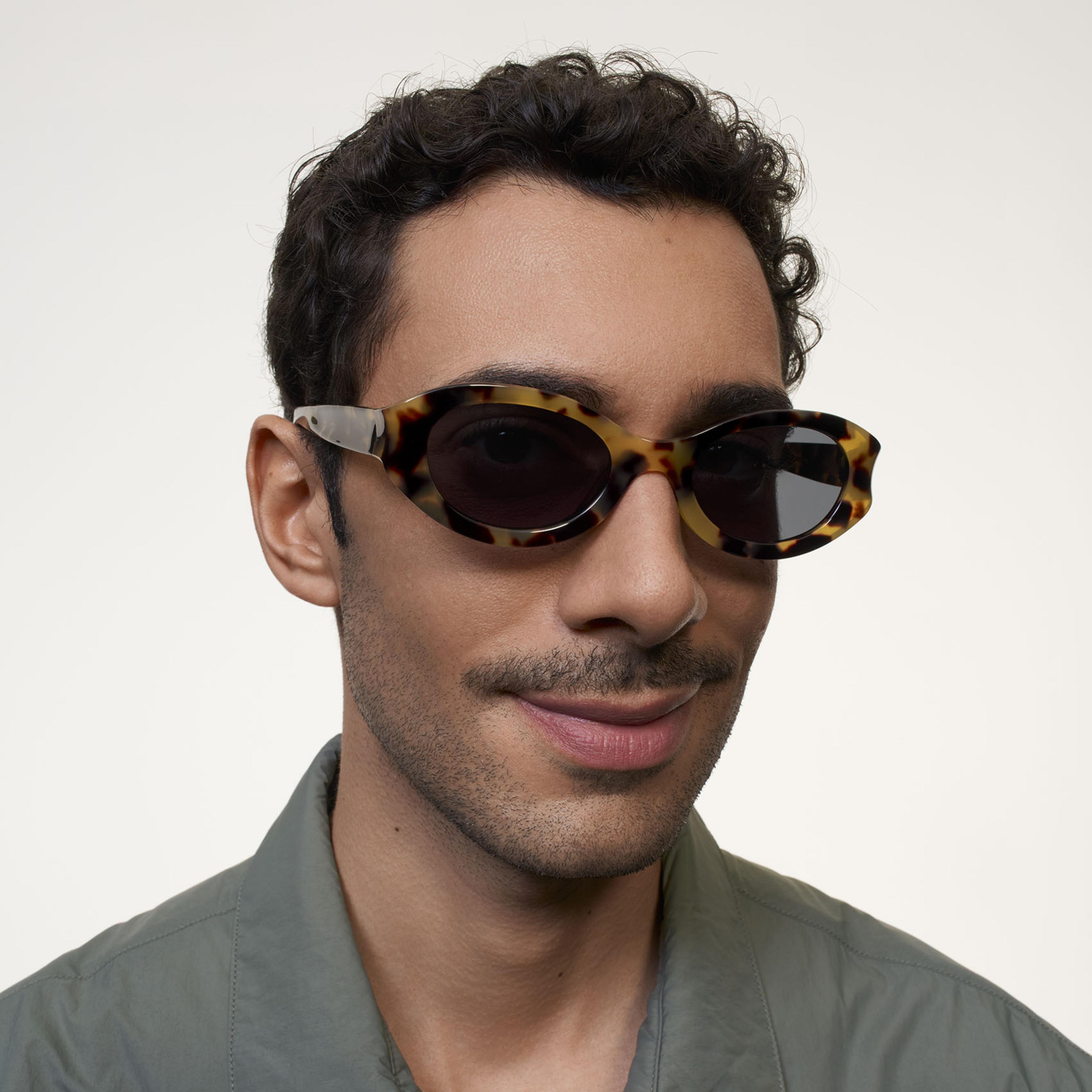 Ace & Tate Sunglasses | Oval Acetate in Black, Yellow
