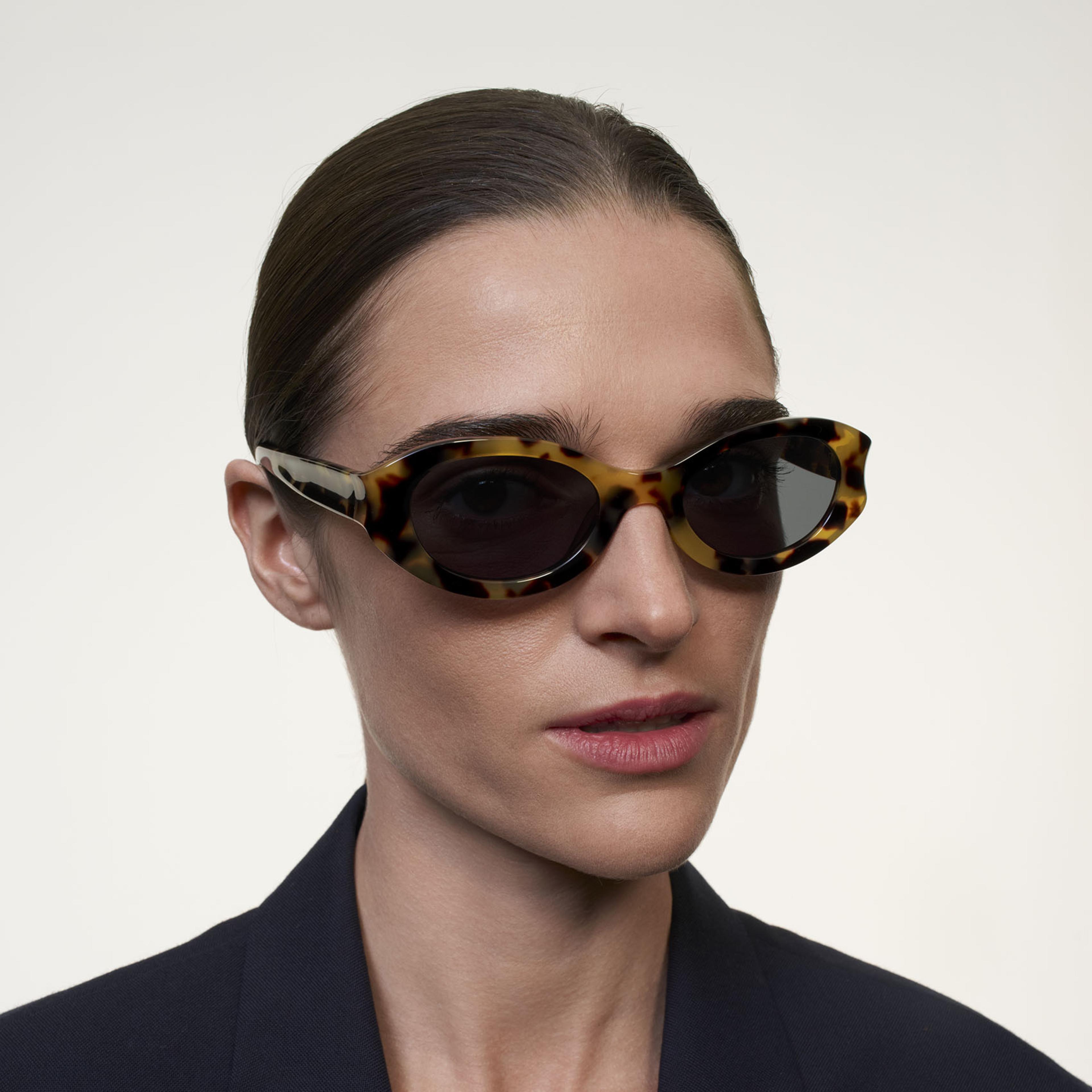 Ace & Tate Sunglasses | Oval Acetate in Black, Yellow