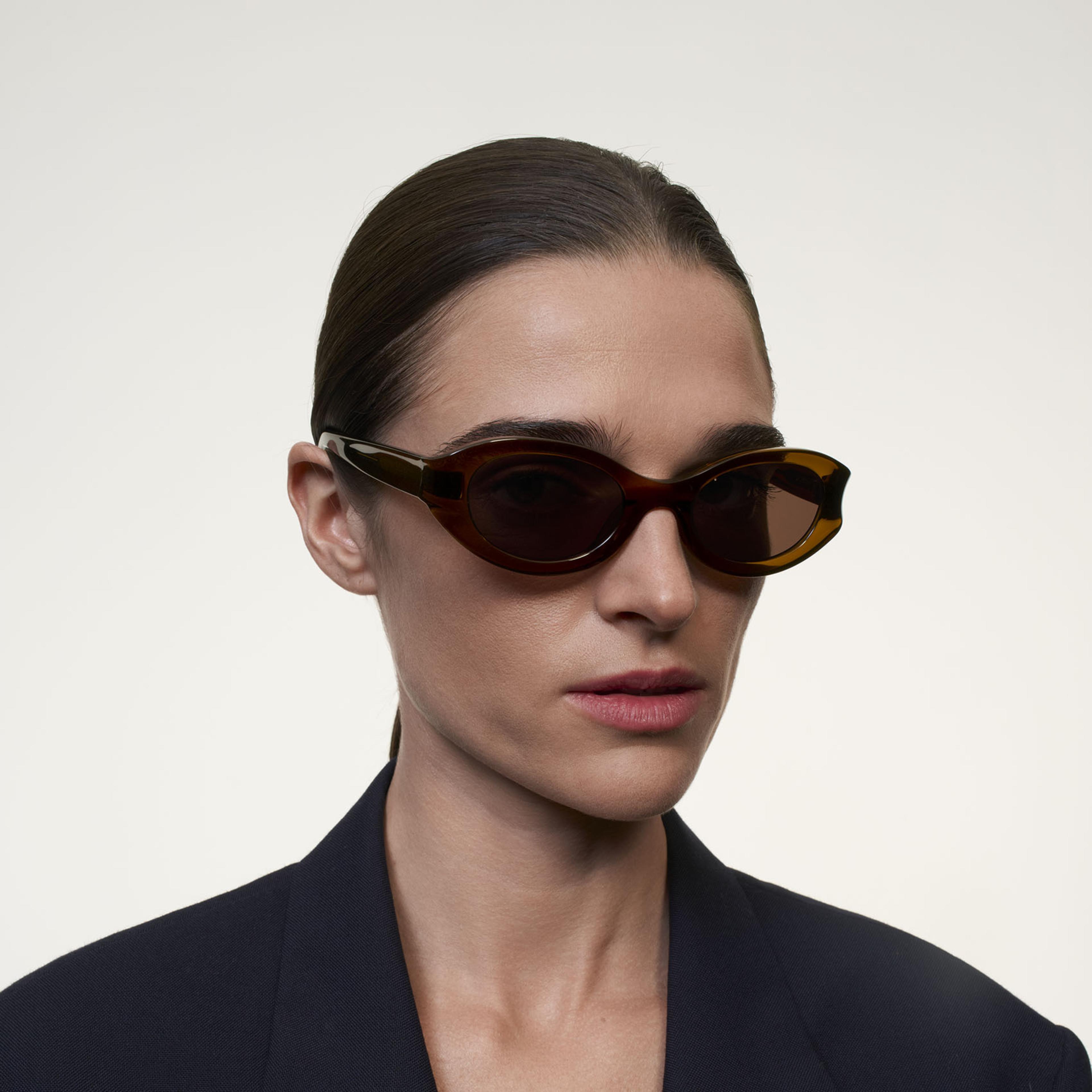 Ace & Tate Sunglasses | Oval Acetate in Brown