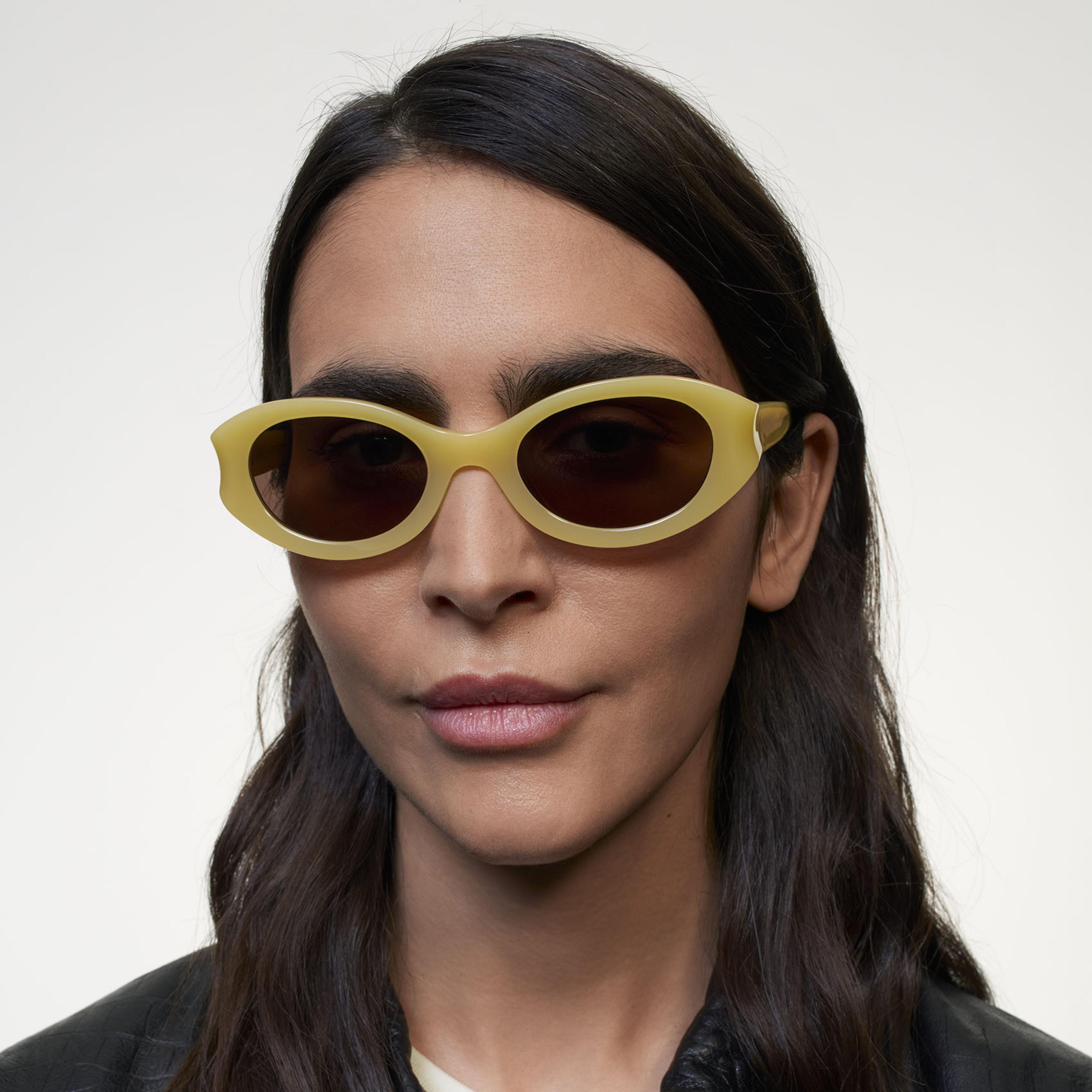 Ace & Tate Sunglasses | Oval Acetate in Yellow