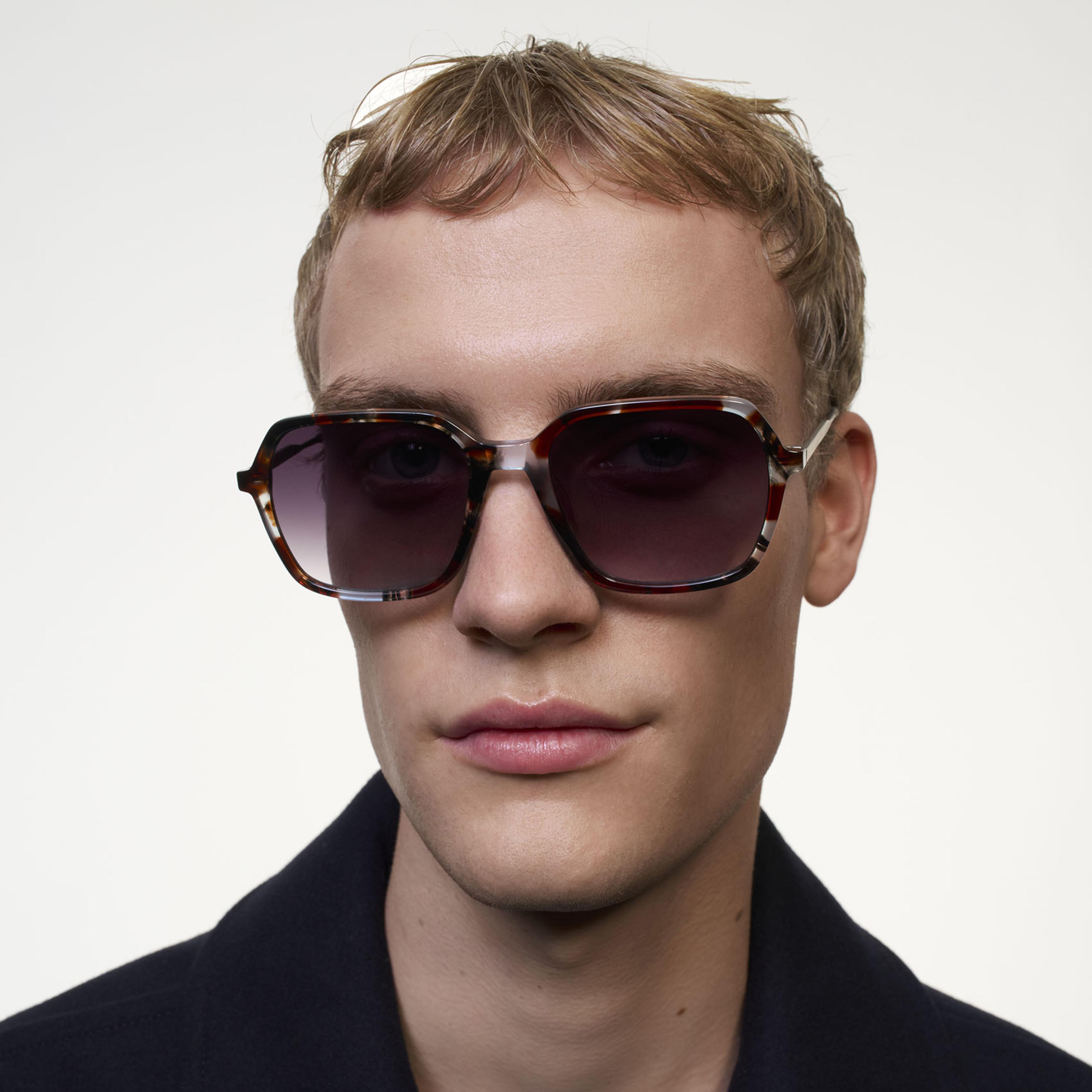 Ace & Tate Gafas de sol | Cuadrada Acetato in Negro, Azul, Marrón