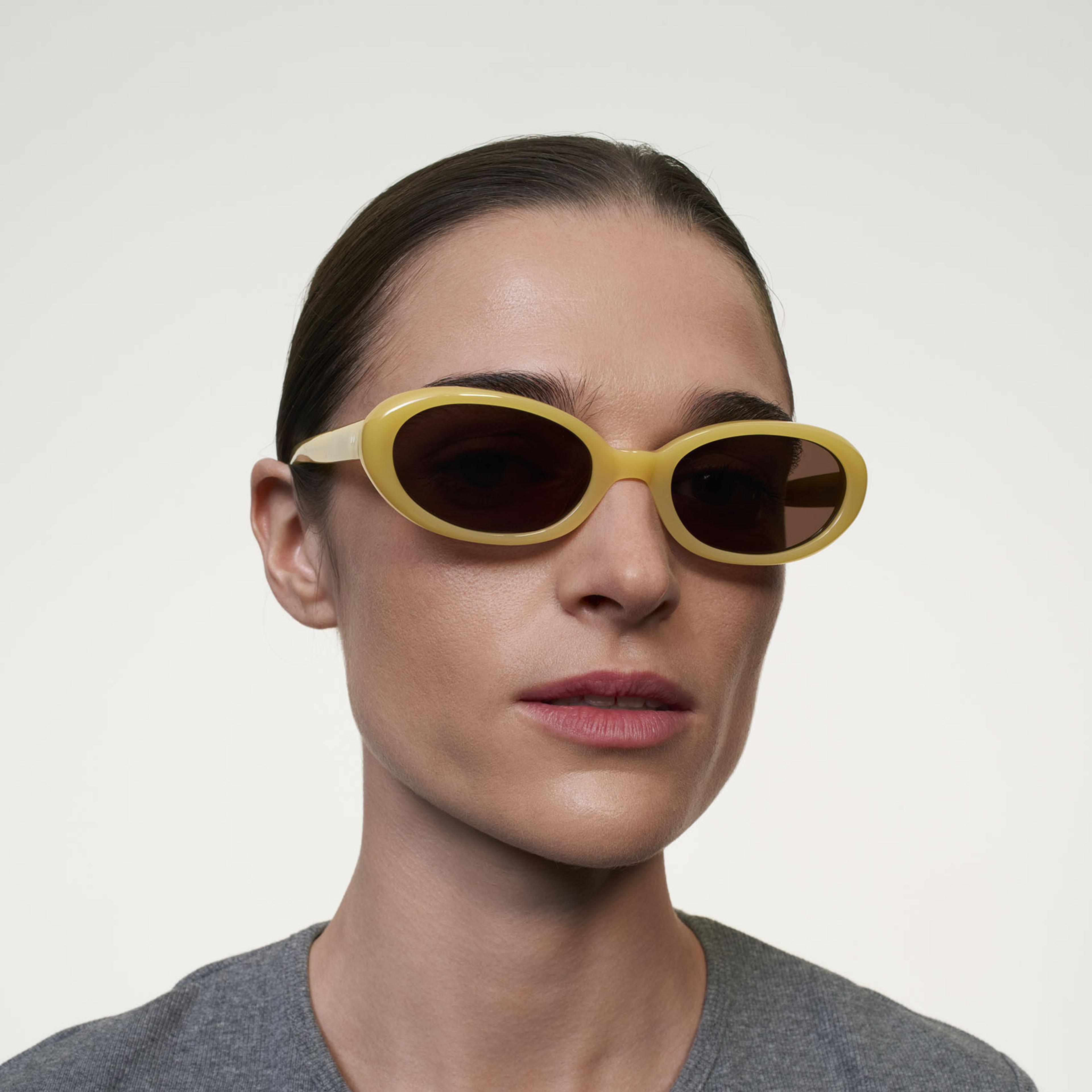 Ace & Tate Sunglasses | Oval Acetate in Yellow