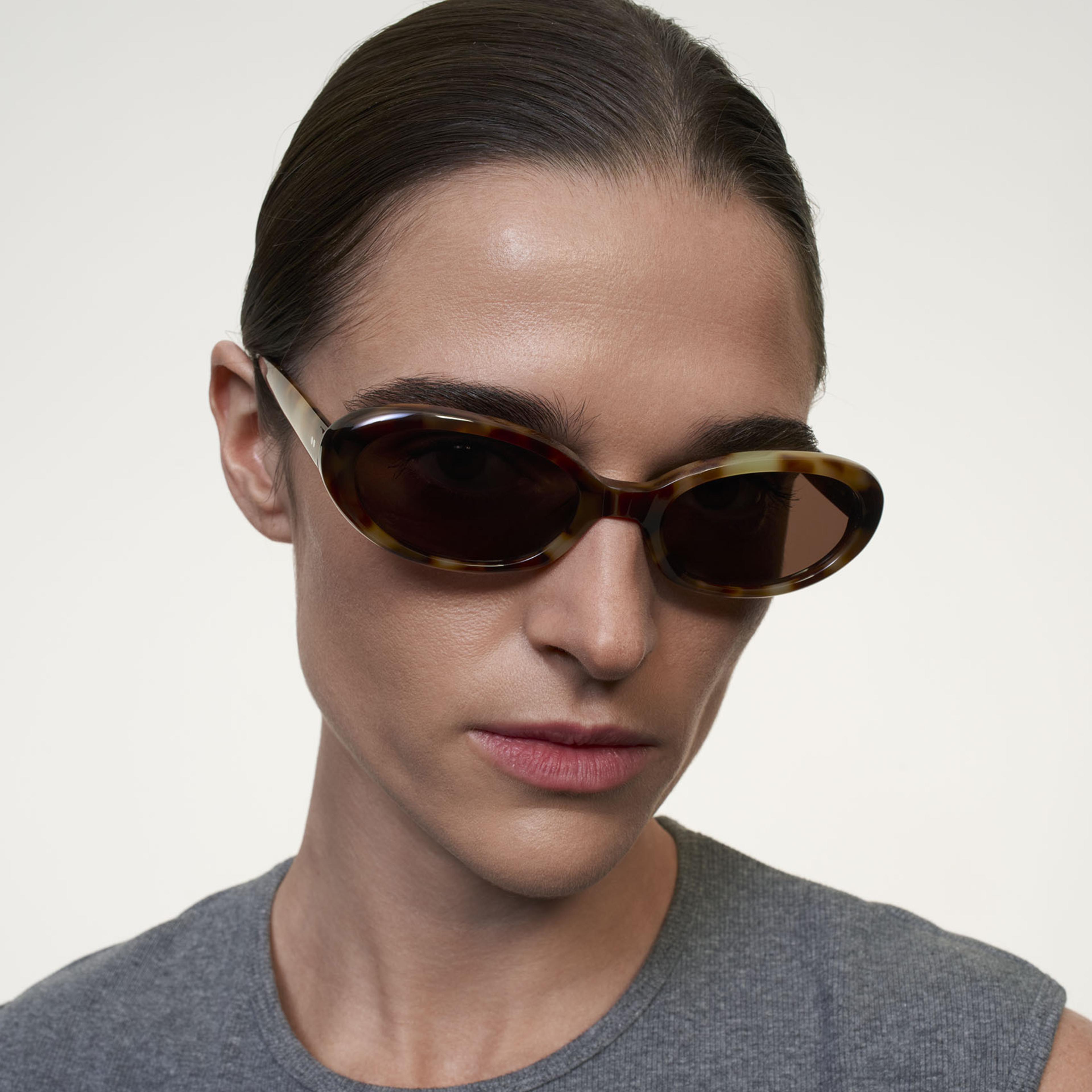 Ace & Tate Sunglasses | Oval Acetate in Brown, Yellow