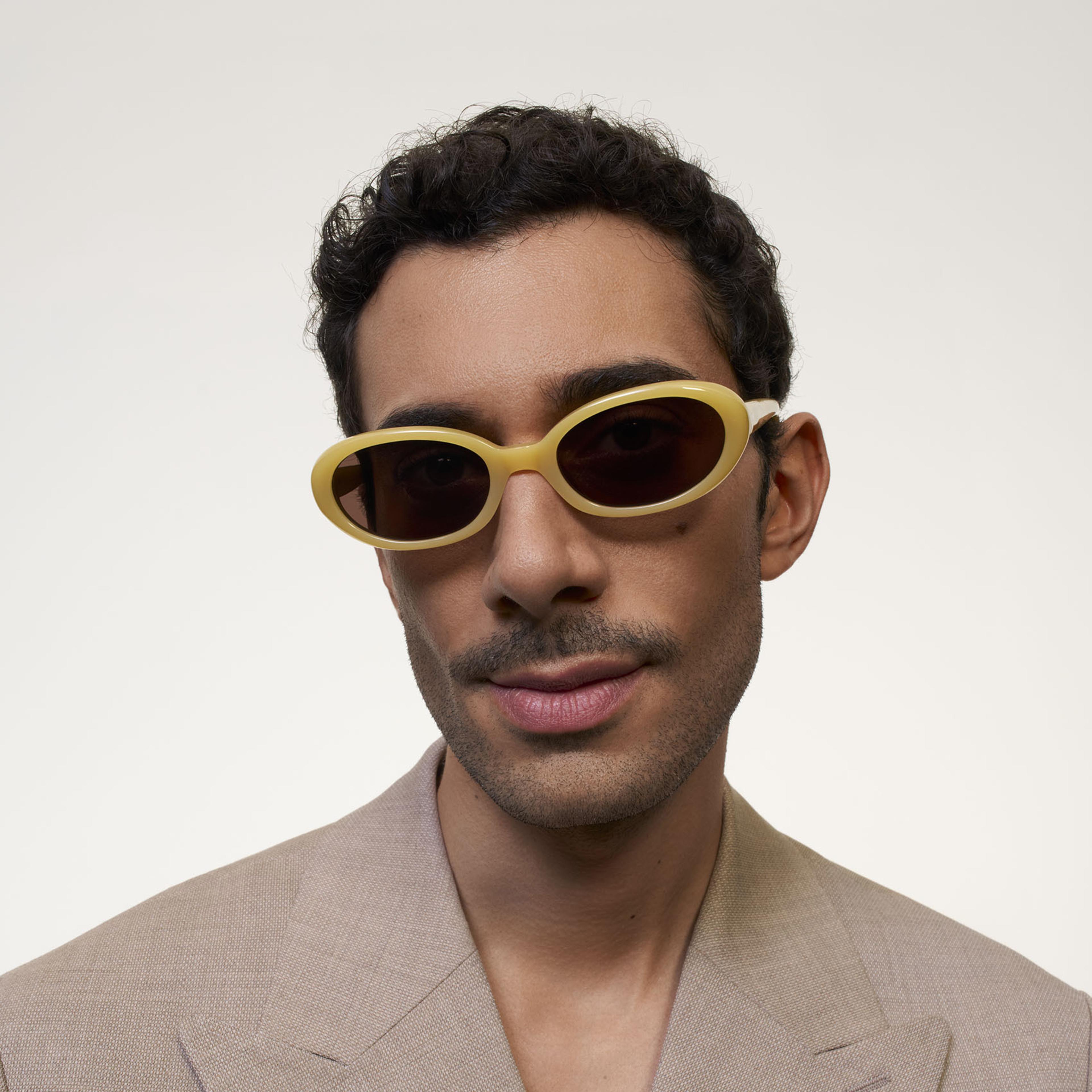 Ace & Tate Sunglasses | Oval Acetate in Yellow