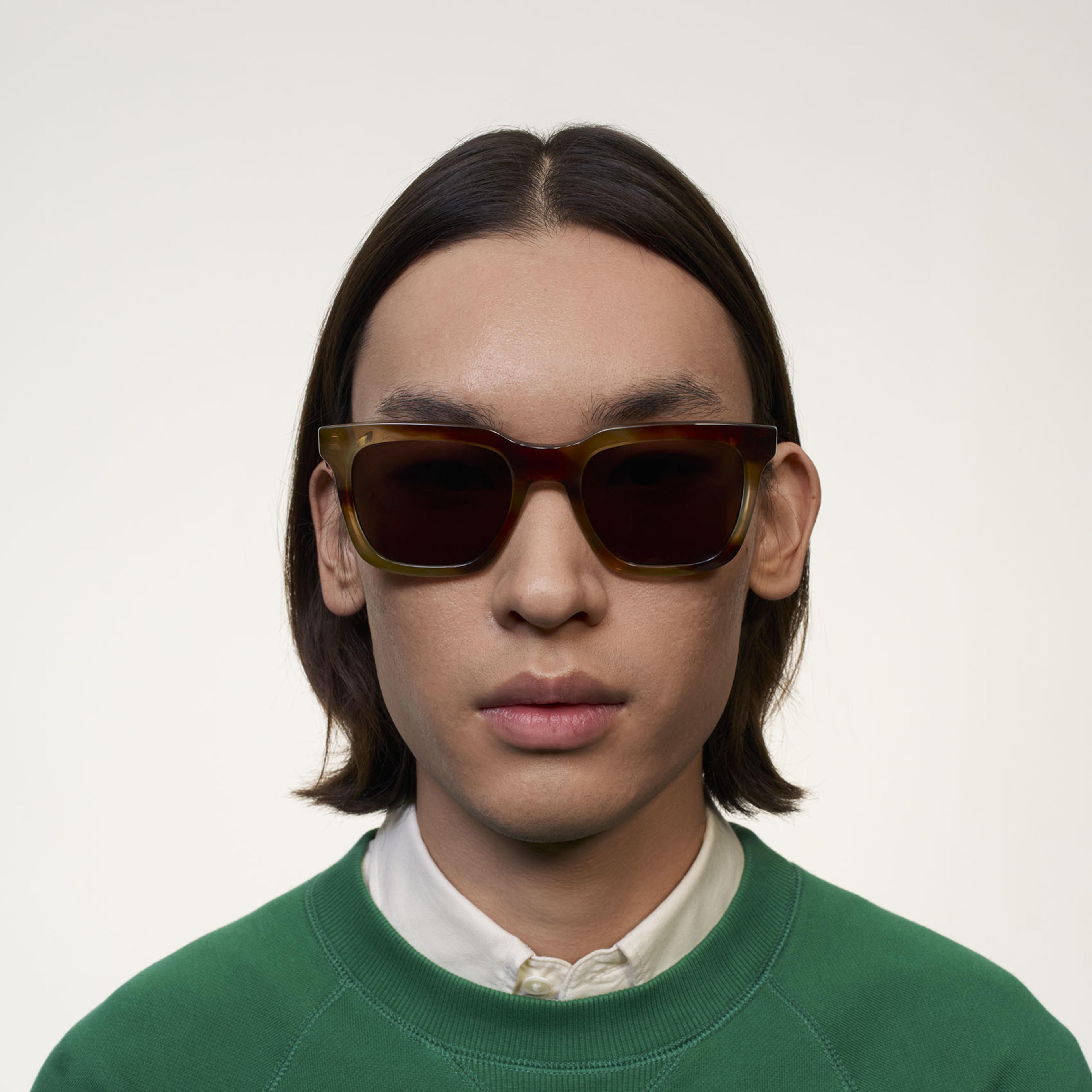 Ace & Tate Sunglasses | Square Acetate in Orange, Yellow, Brown, Green
