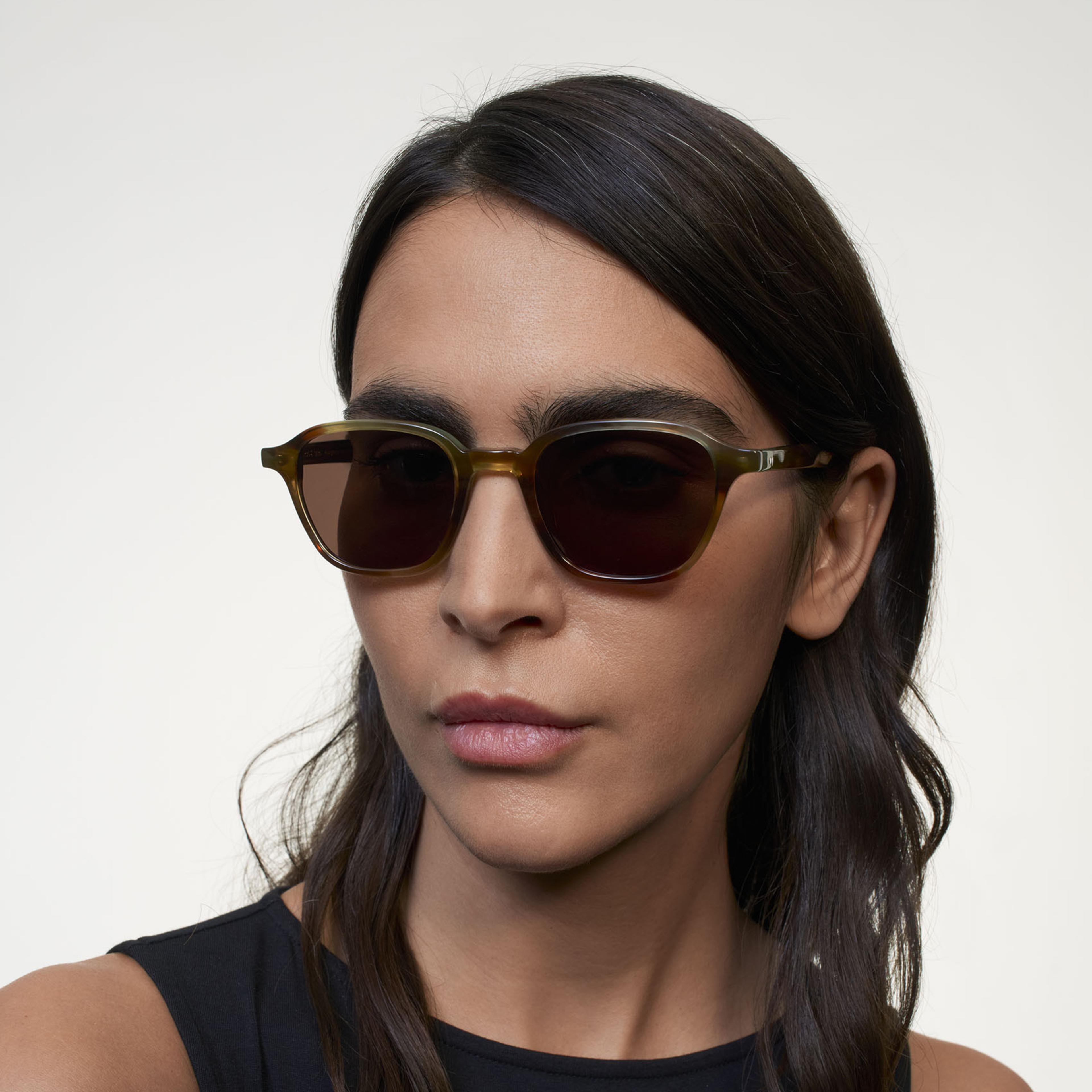 Ace & Tate Sunglasses | Square Acetate in Orange, Yellow, Brown, Green