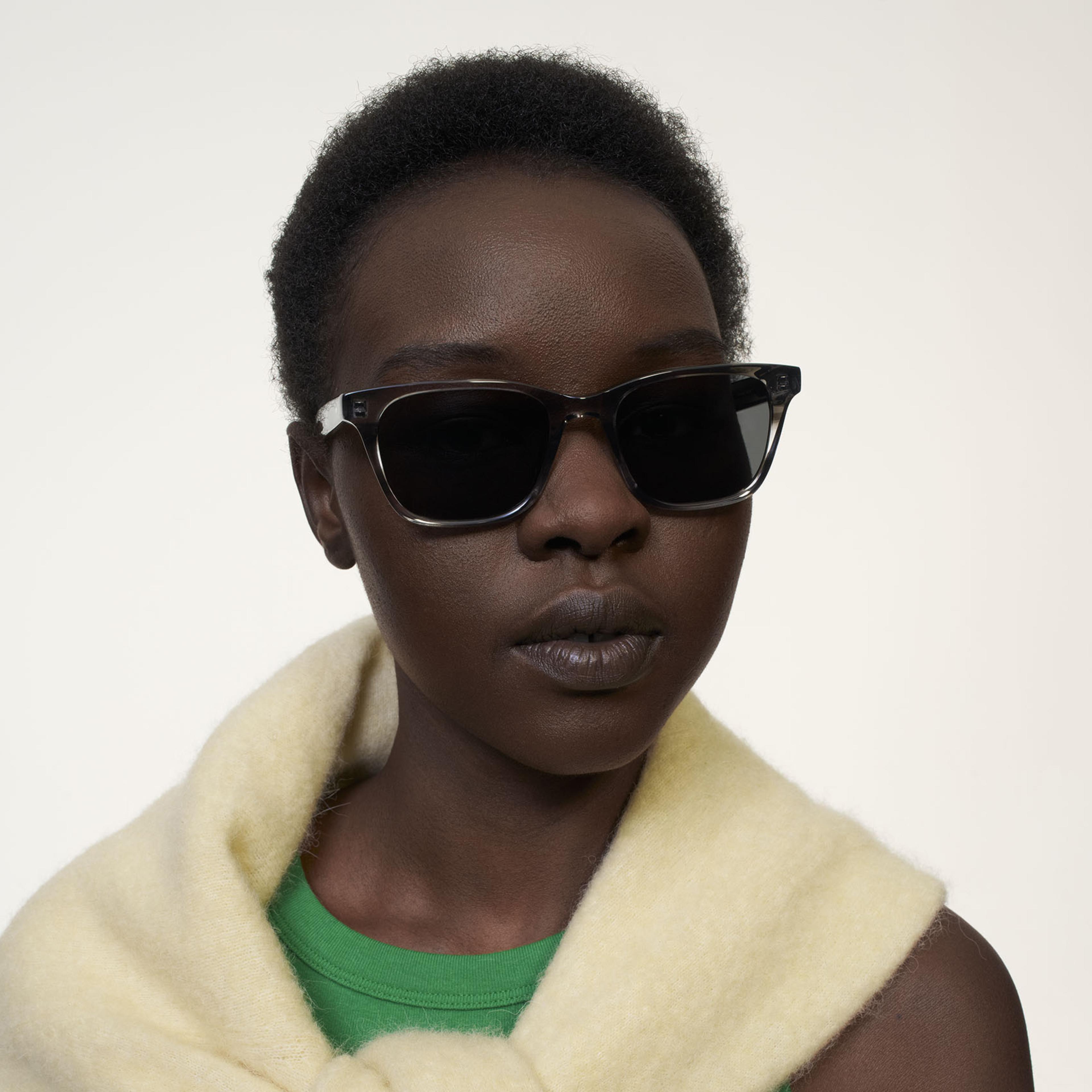 Ace & Tate Sunglasses | Square Acetate in Clear, Grey