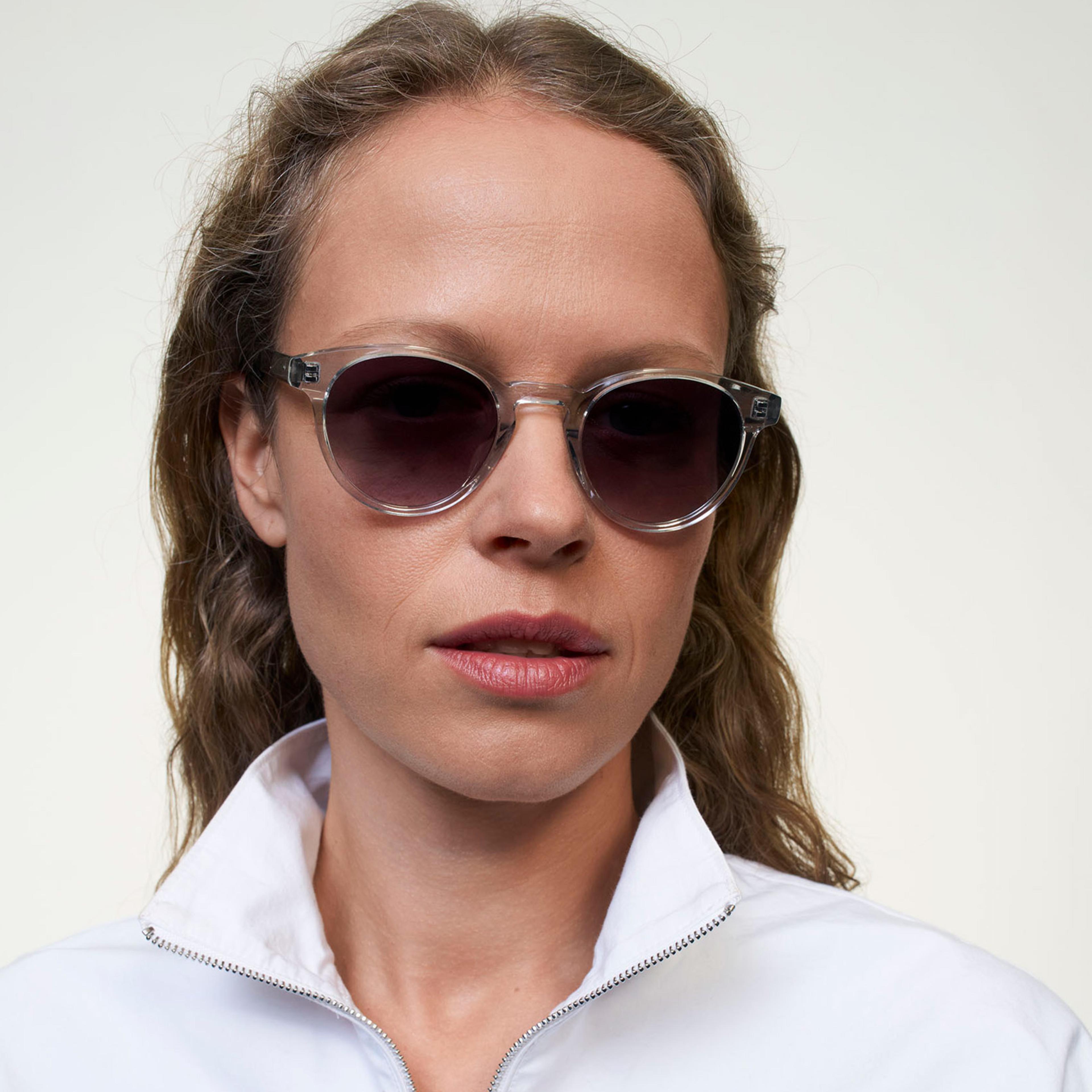 Ace & Tate Sunglasses | Round Acetate in Clear, Grey
