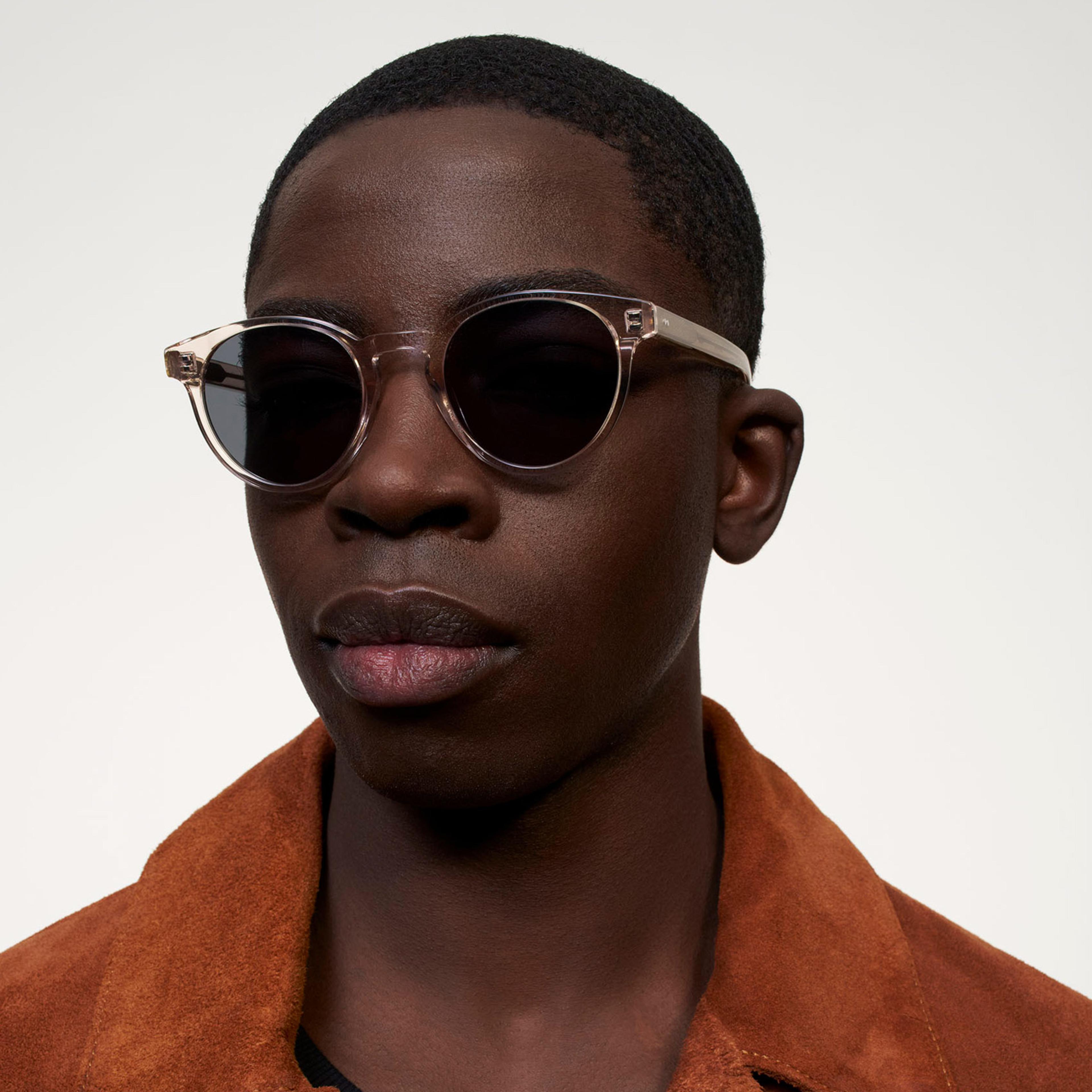 Ace & Tate Pierce in Fizz Ace & Tate Sunglasses | Round Acetate in Clear, Pink