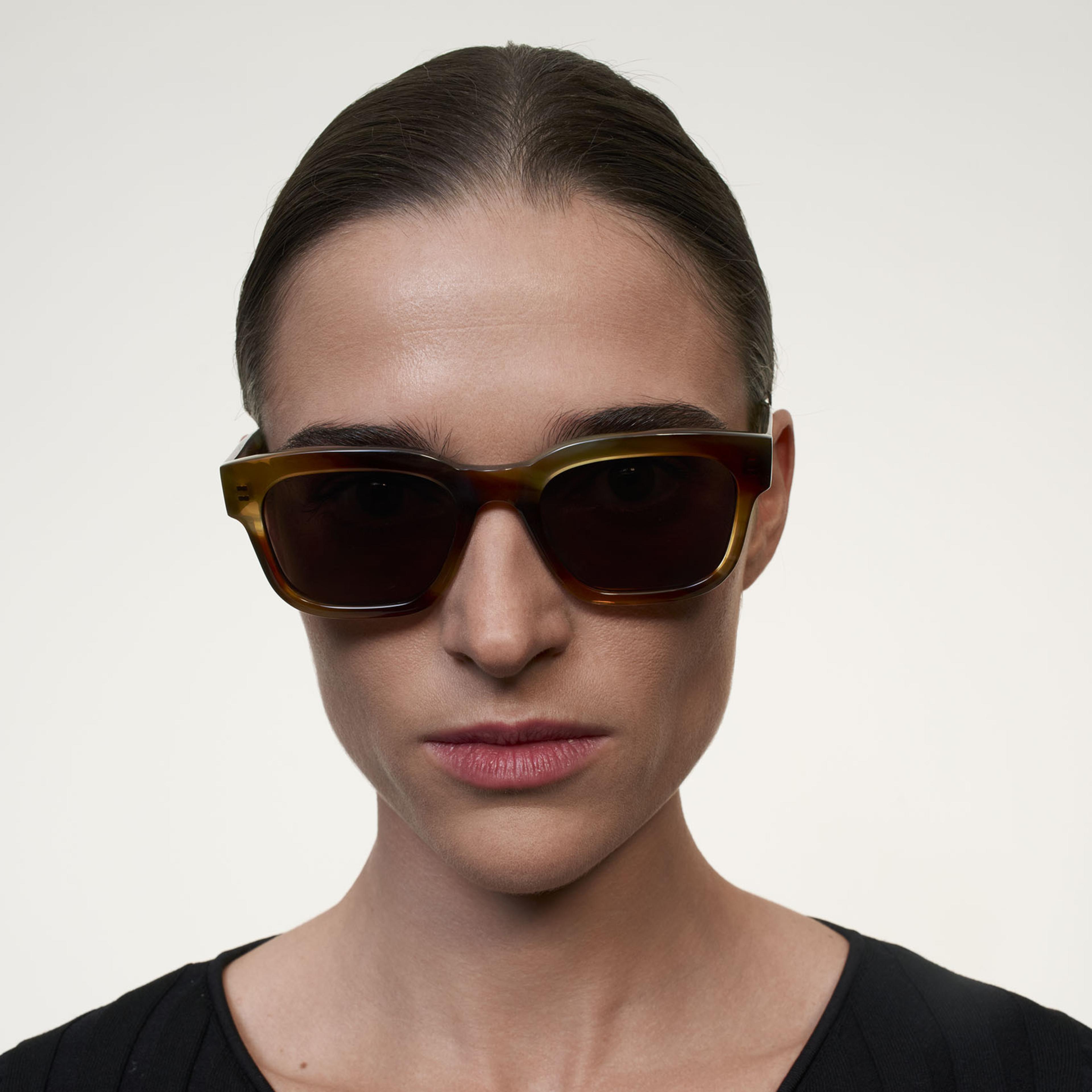 Ace & Tate Sunglasses | Rectangle Acetate in Orange, Yellow, Brown, Green