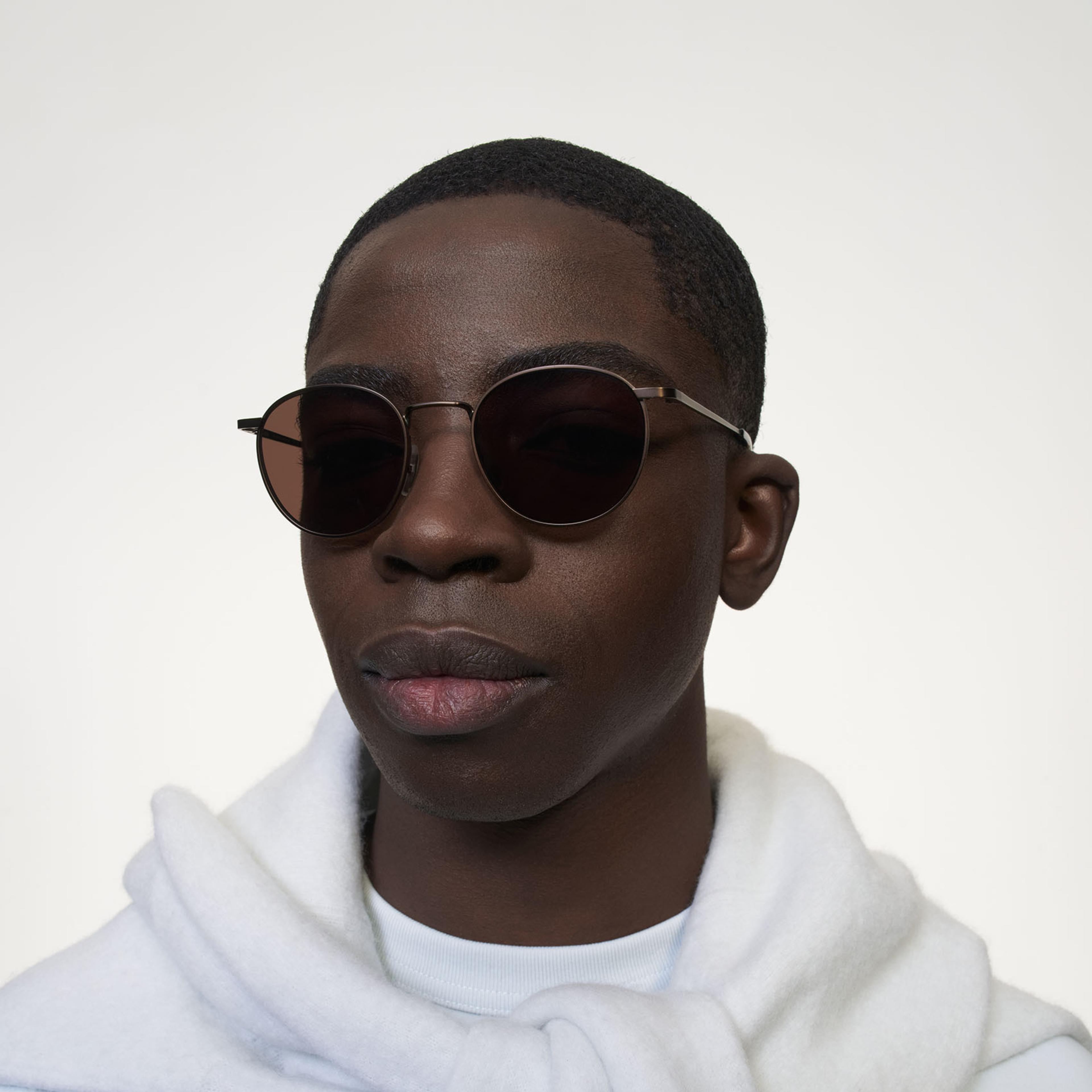 Ace & Tate Neil in Bronze Steel Ace & Tate Sunglasses | Round Metal in Brown