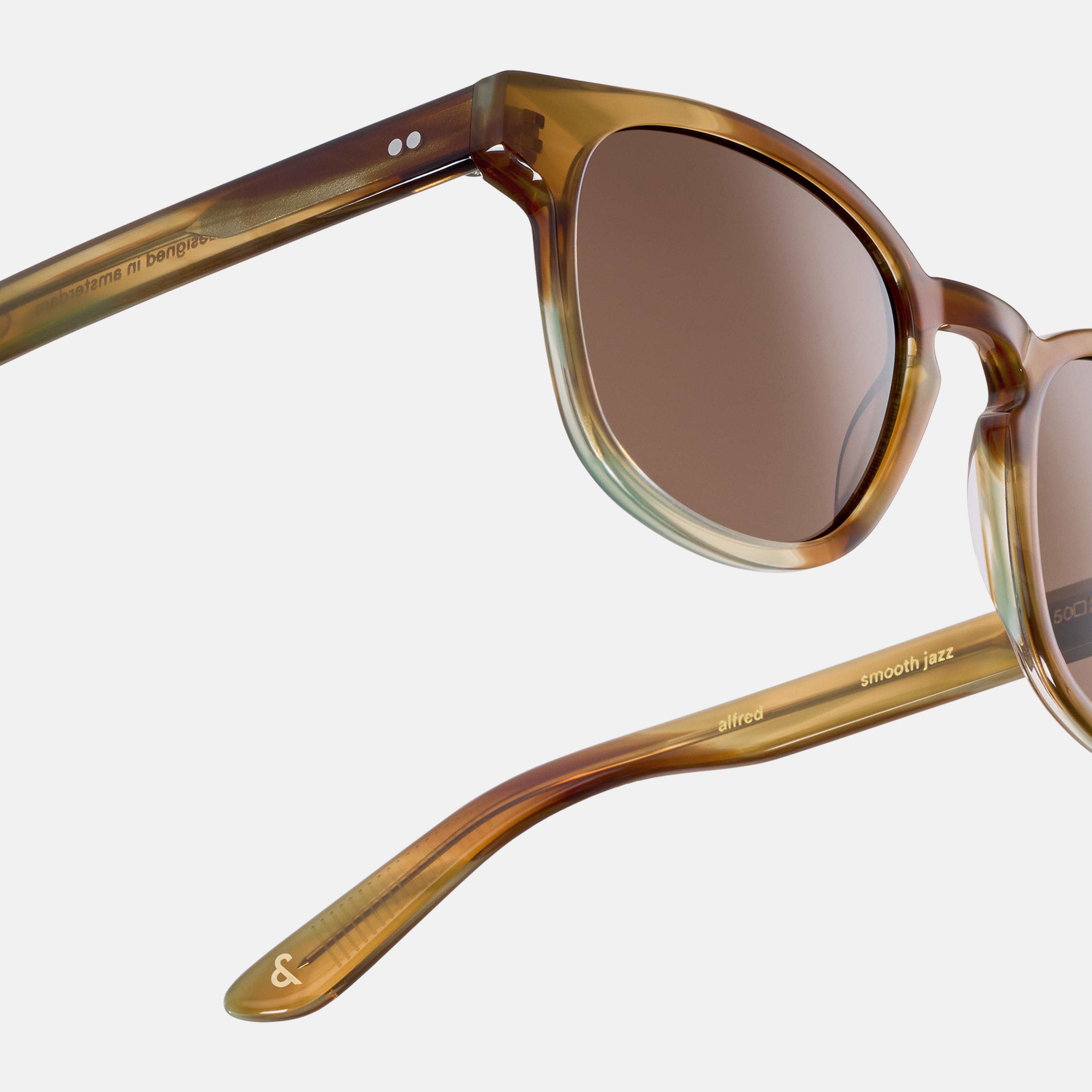 Ace & Tate Alfred Small in Smooth Jazz Ace & Tate Sunglasses | Square Acetate in Orange, Yellow, Brown, Green