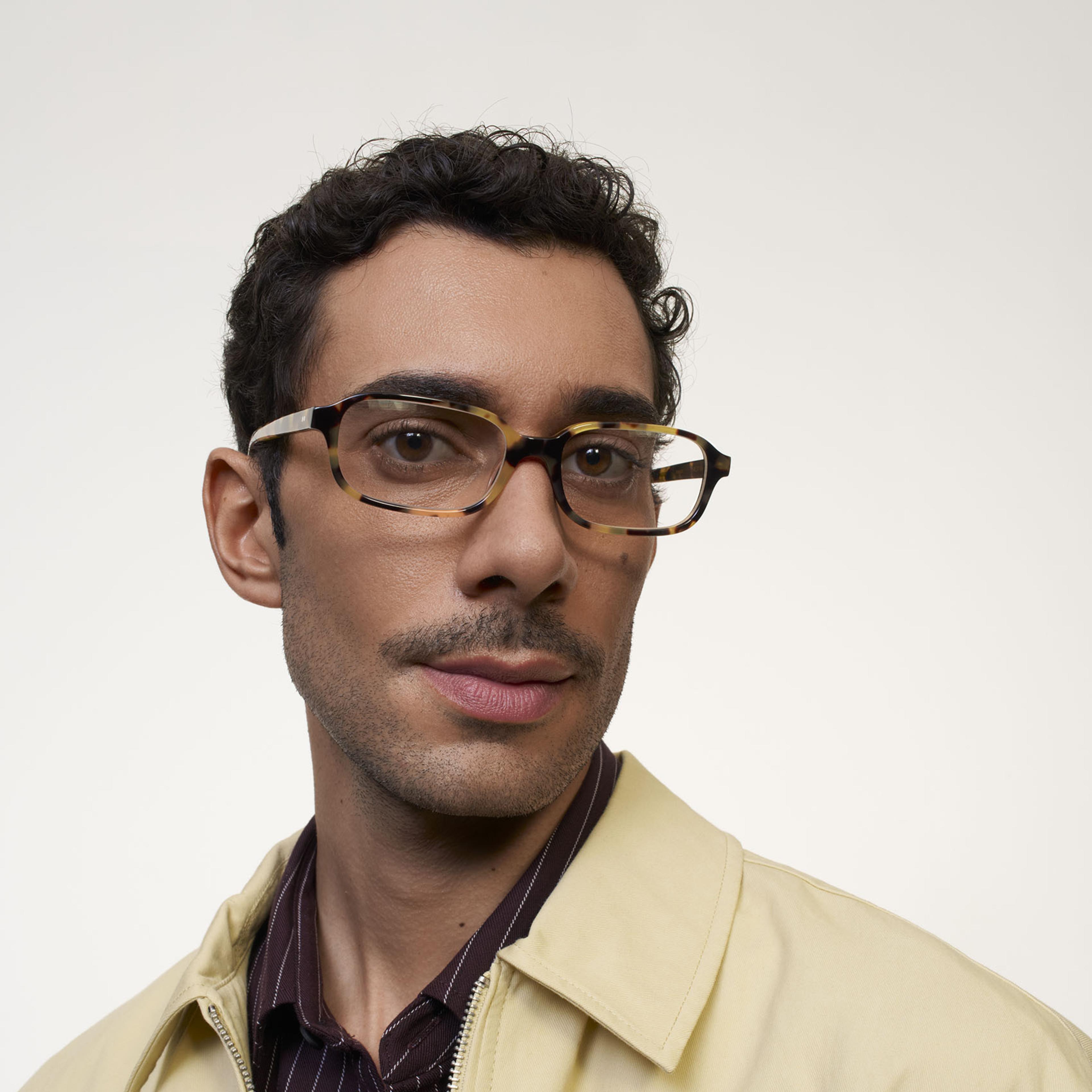 Ace & Tate Glasses | Rectangle Acetate in Brown, Yellow