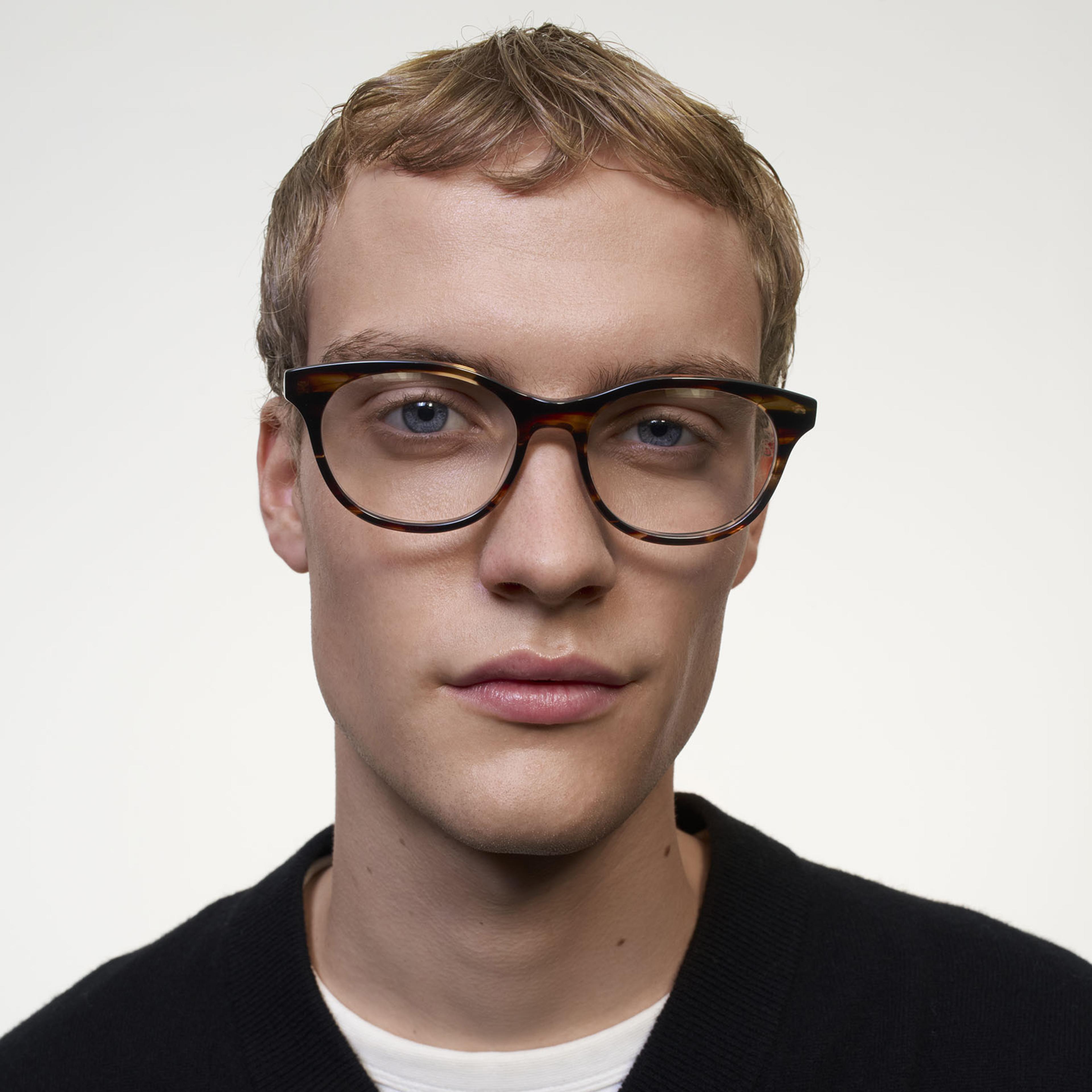 Ace & Tate Glasses | Round Acetate in Brown, Orange