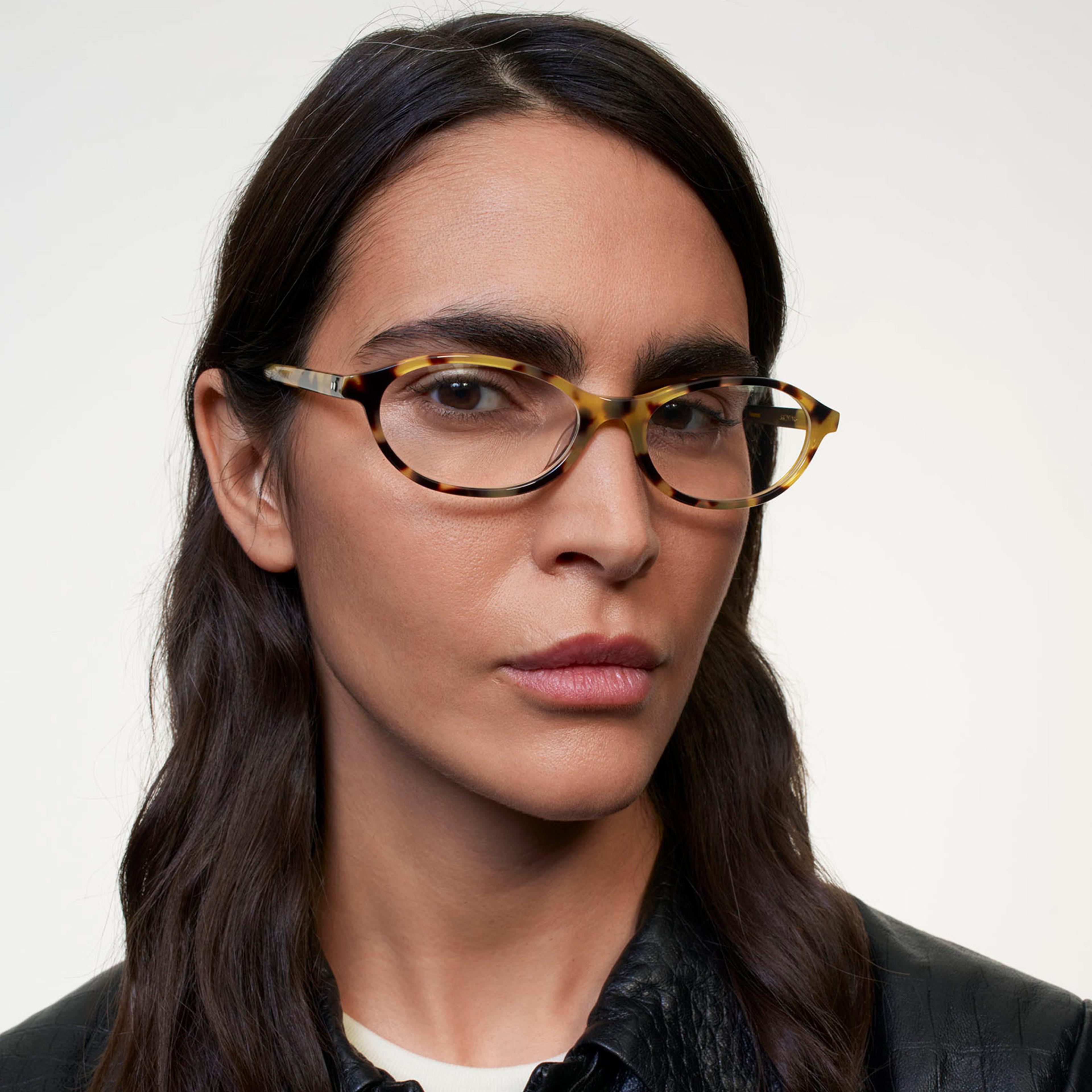 Ace & Tate Glasses | Oval Acetate in Brown, Yellow