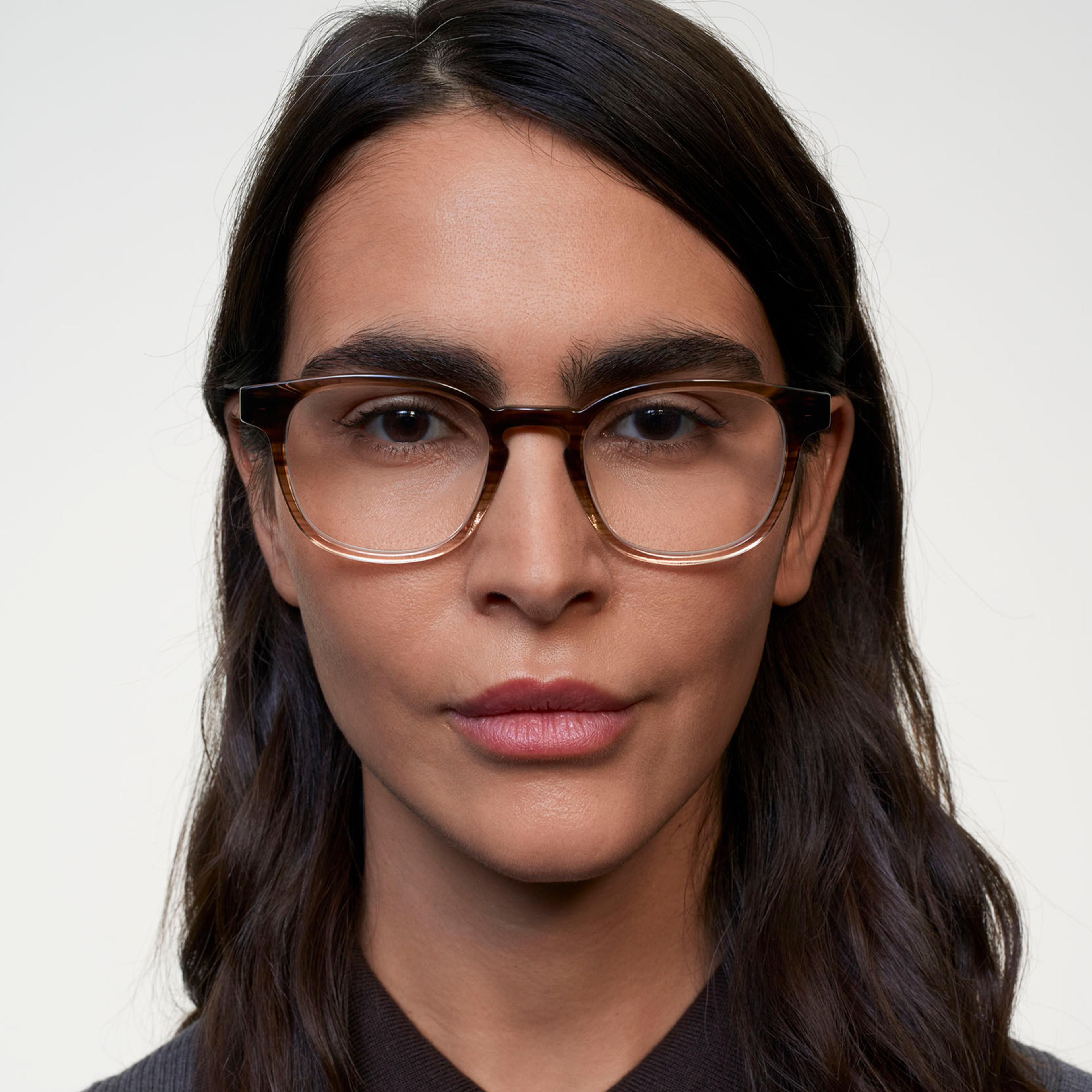 Ace & Tate Glasses | Square Acetate in Brown, Clear