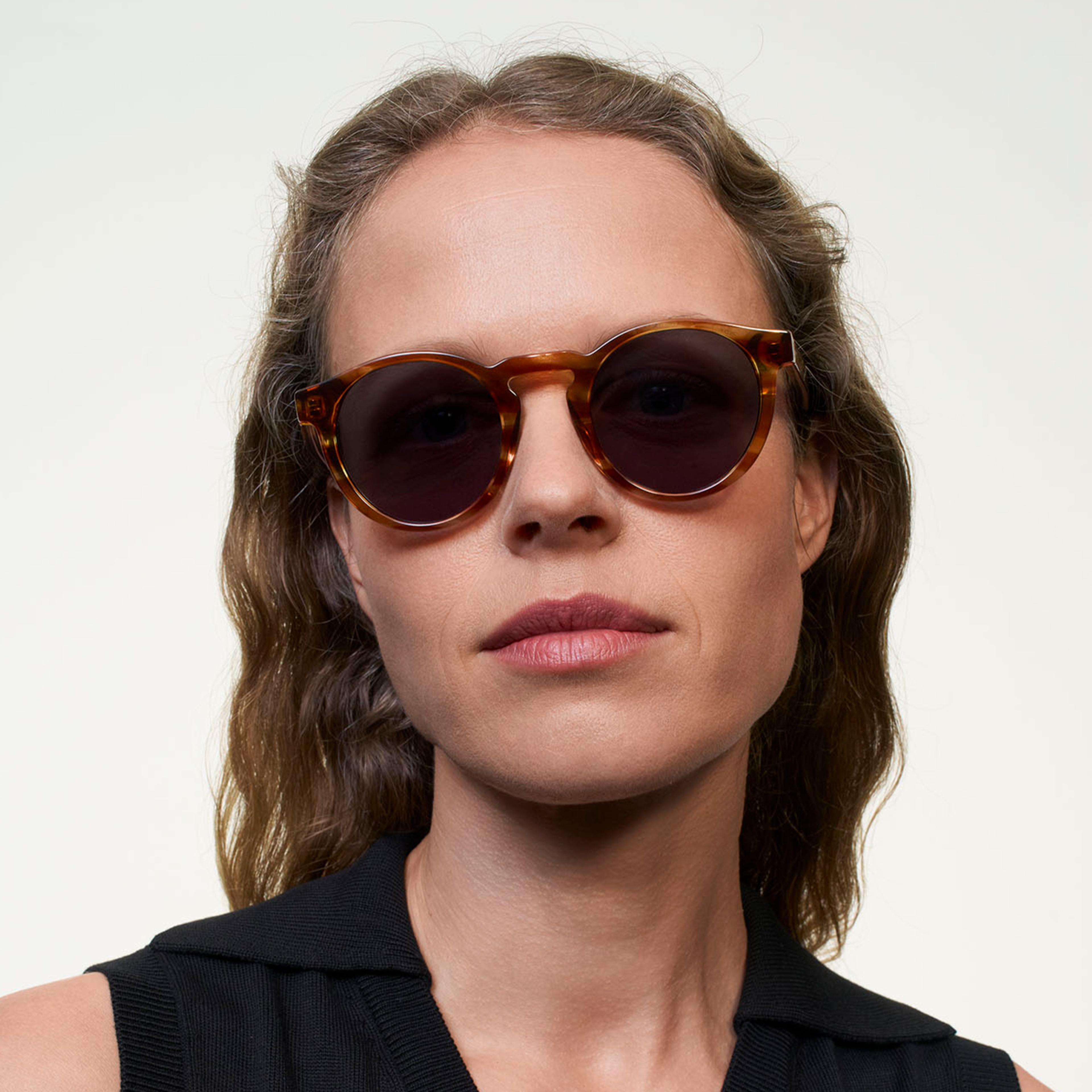 Ace & Tate Sunglasses | Round Acetate in Brown, Orange