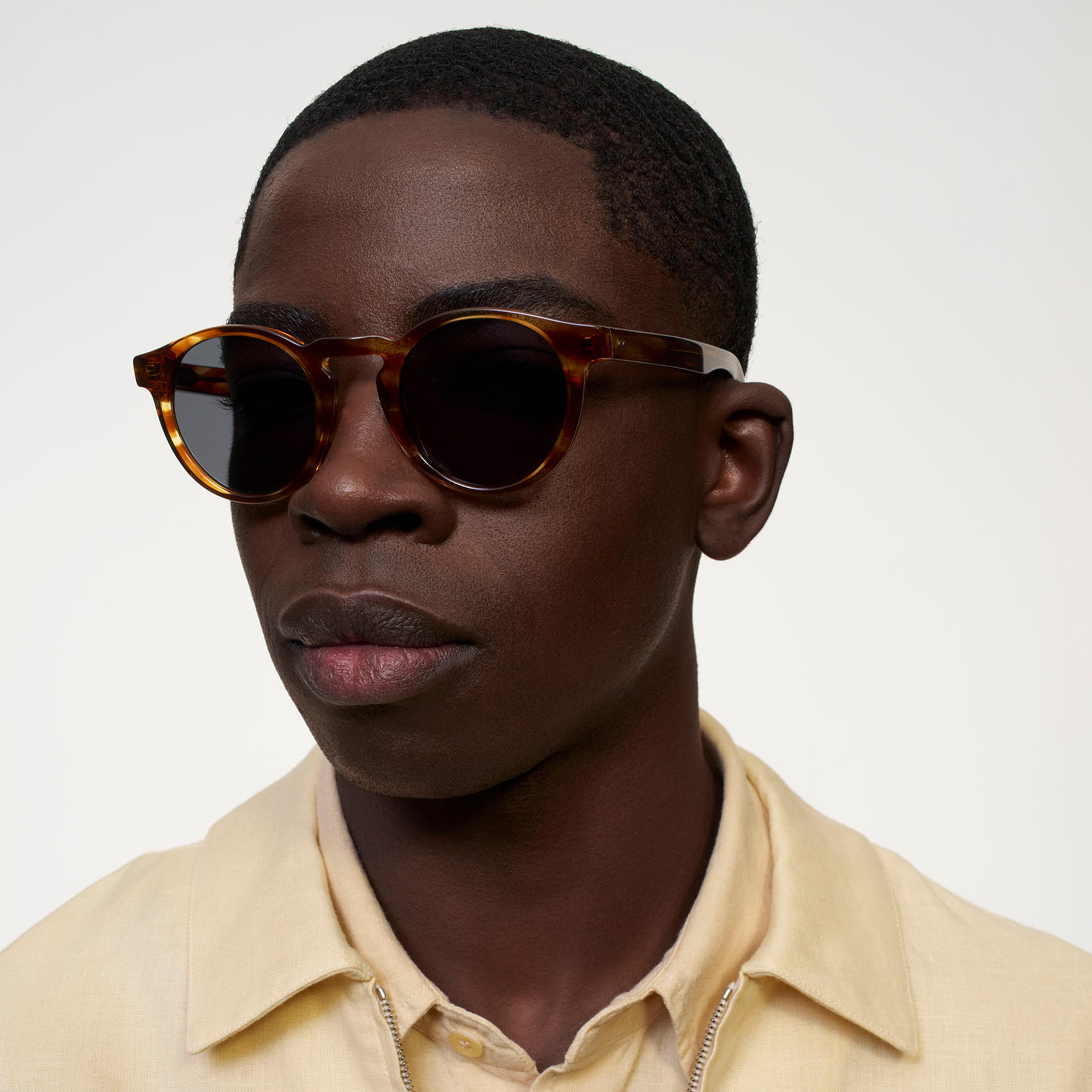 Ace & Tate Sunglasses | Round Acetate in Brown, Orange