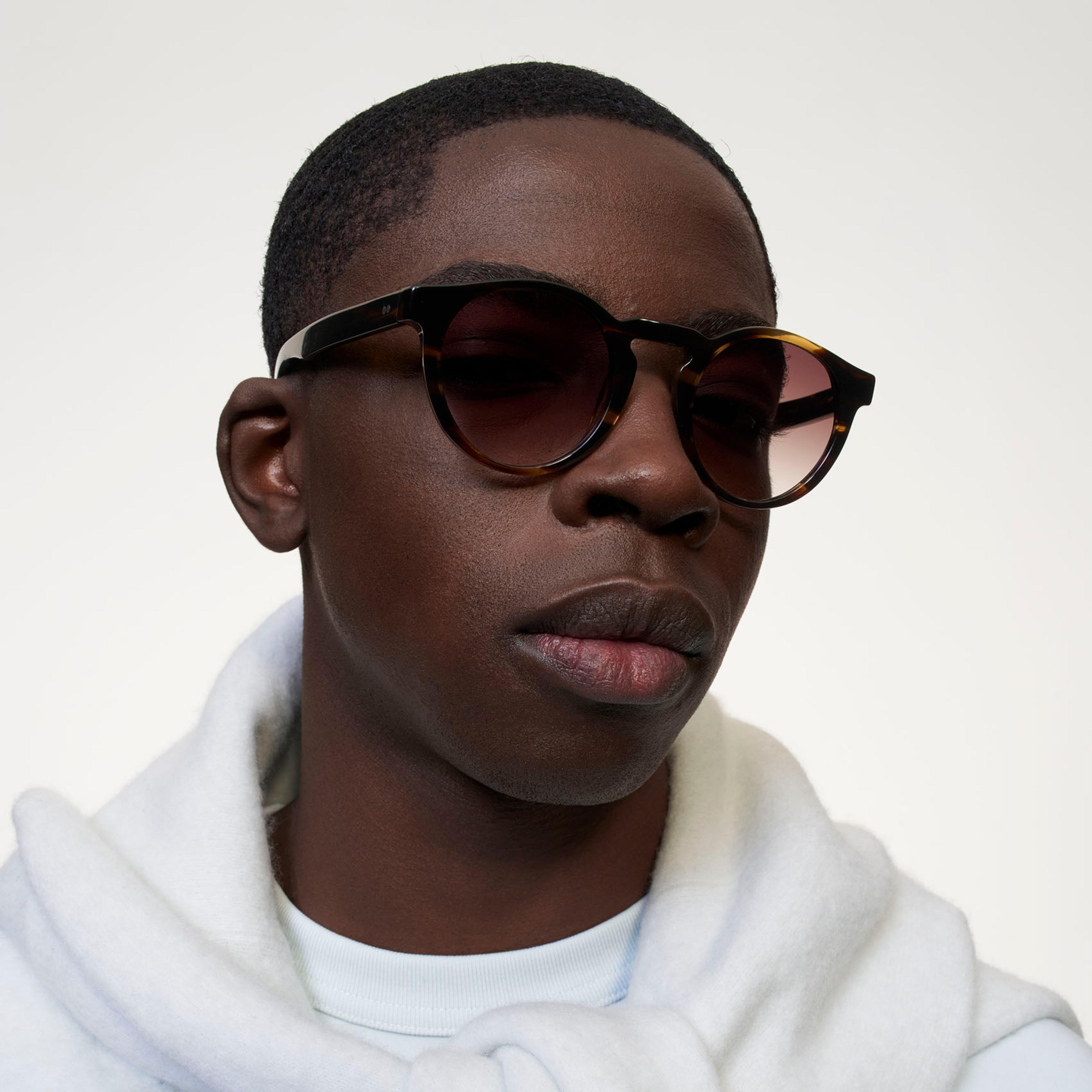 Ace & Tate Sunglasses | Round Acetate in Brown, Orange