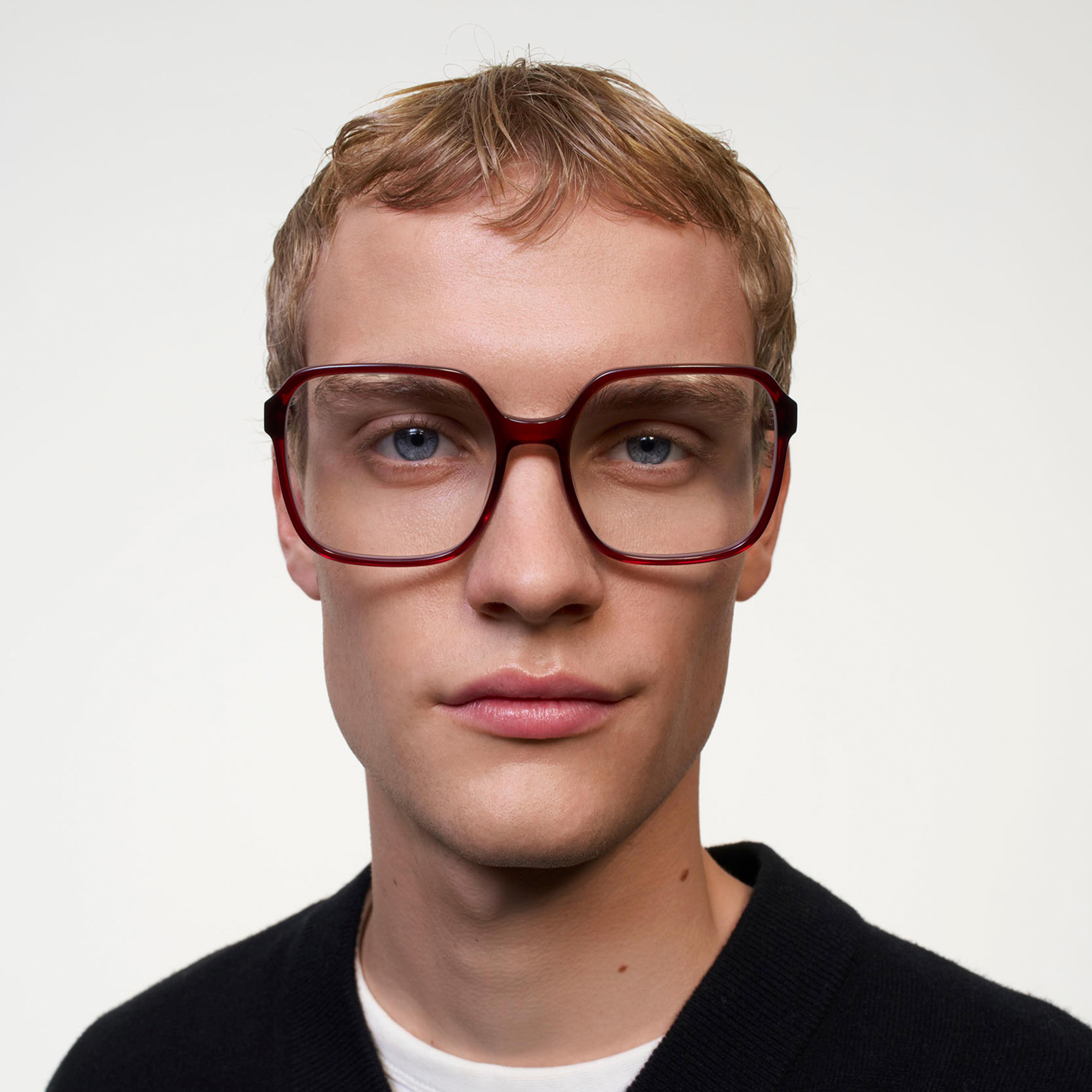Ace & Tate Glasses | Square Acetate in Red