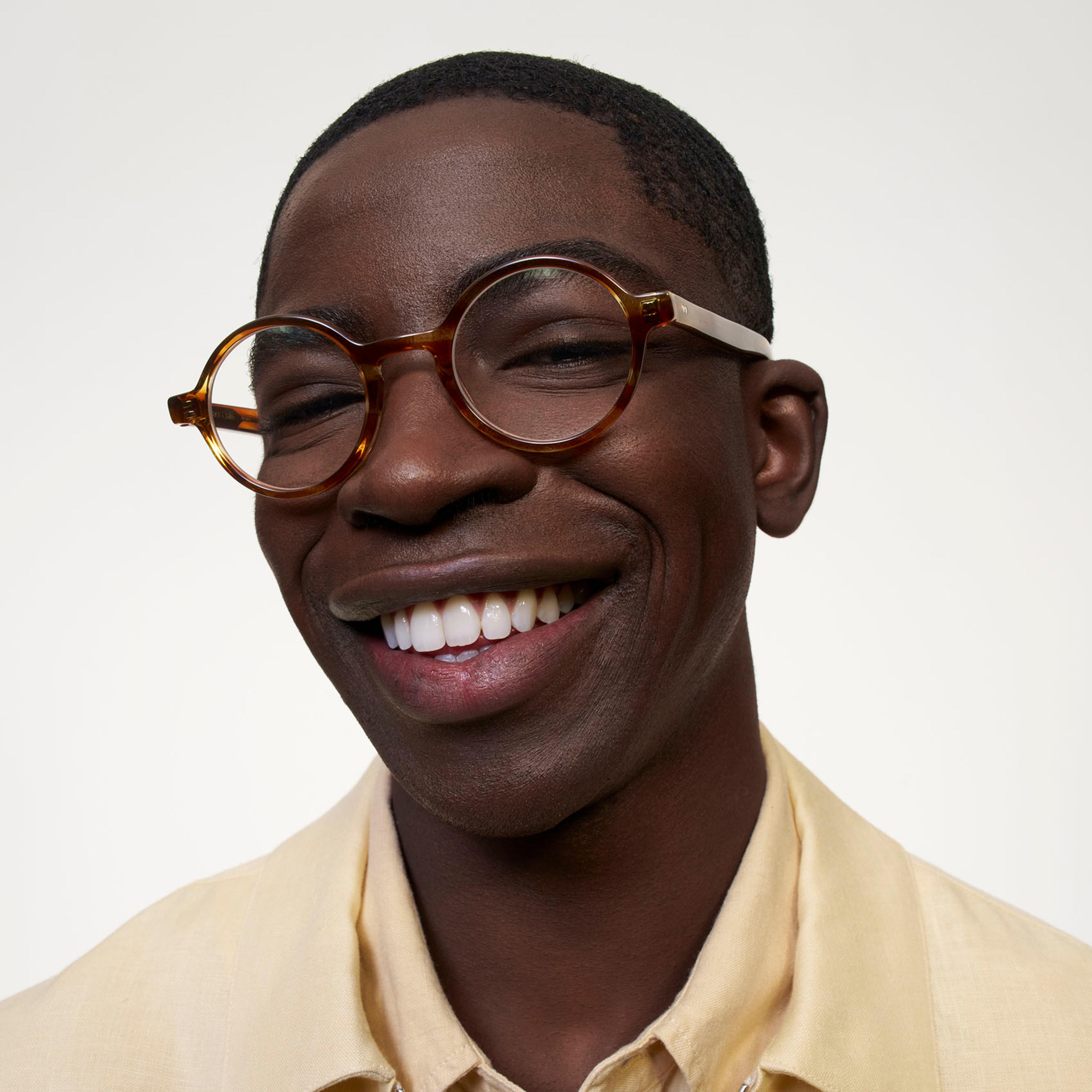 Ace & Tate Charles in Caramel Havana Ace & Tate Glasses | Round Acetate in Brown, Orange