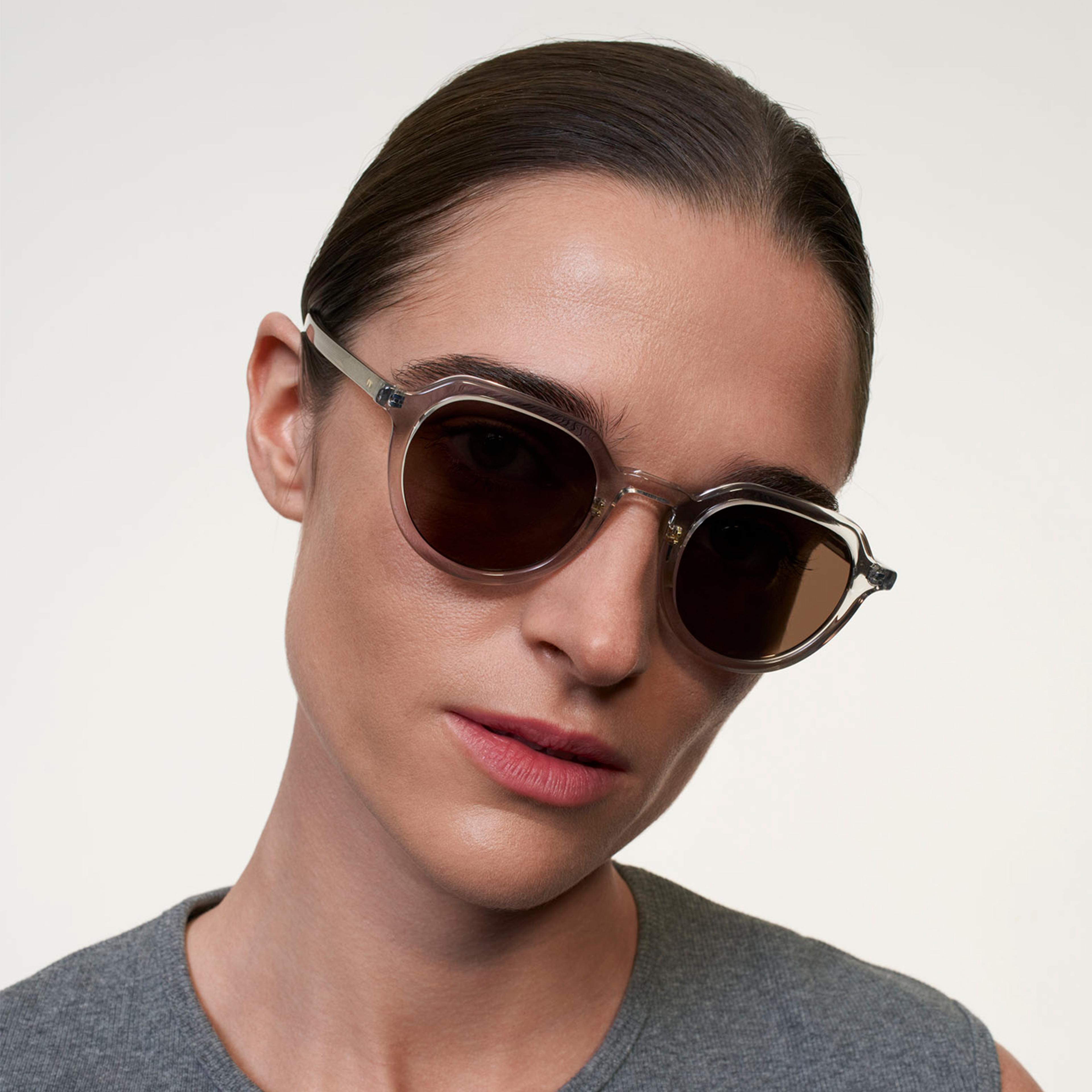 Ace & Tate Sunglasses | Round Acetate in Clear, Grey