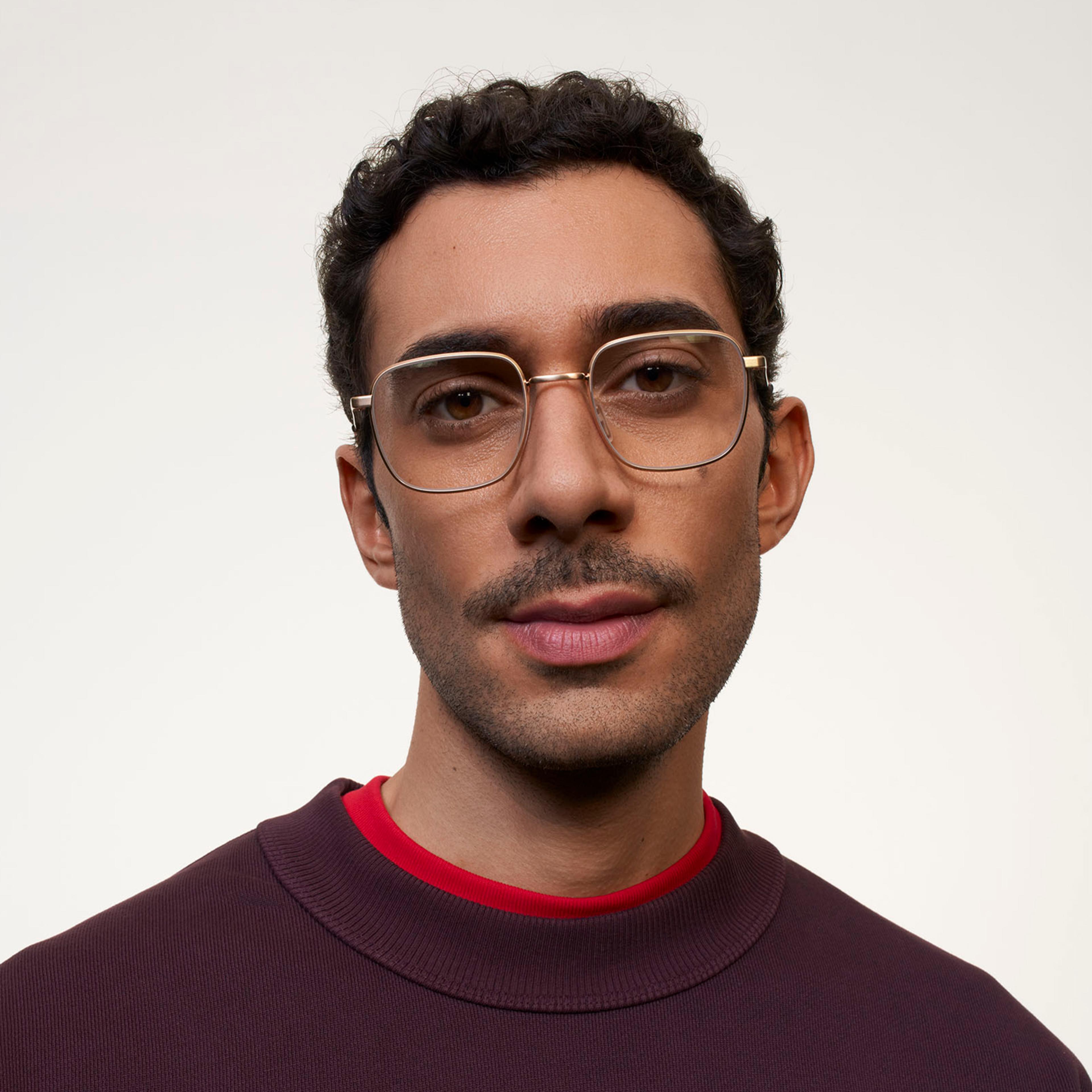 Ace & Tate Glasses | Square Metal in Gold