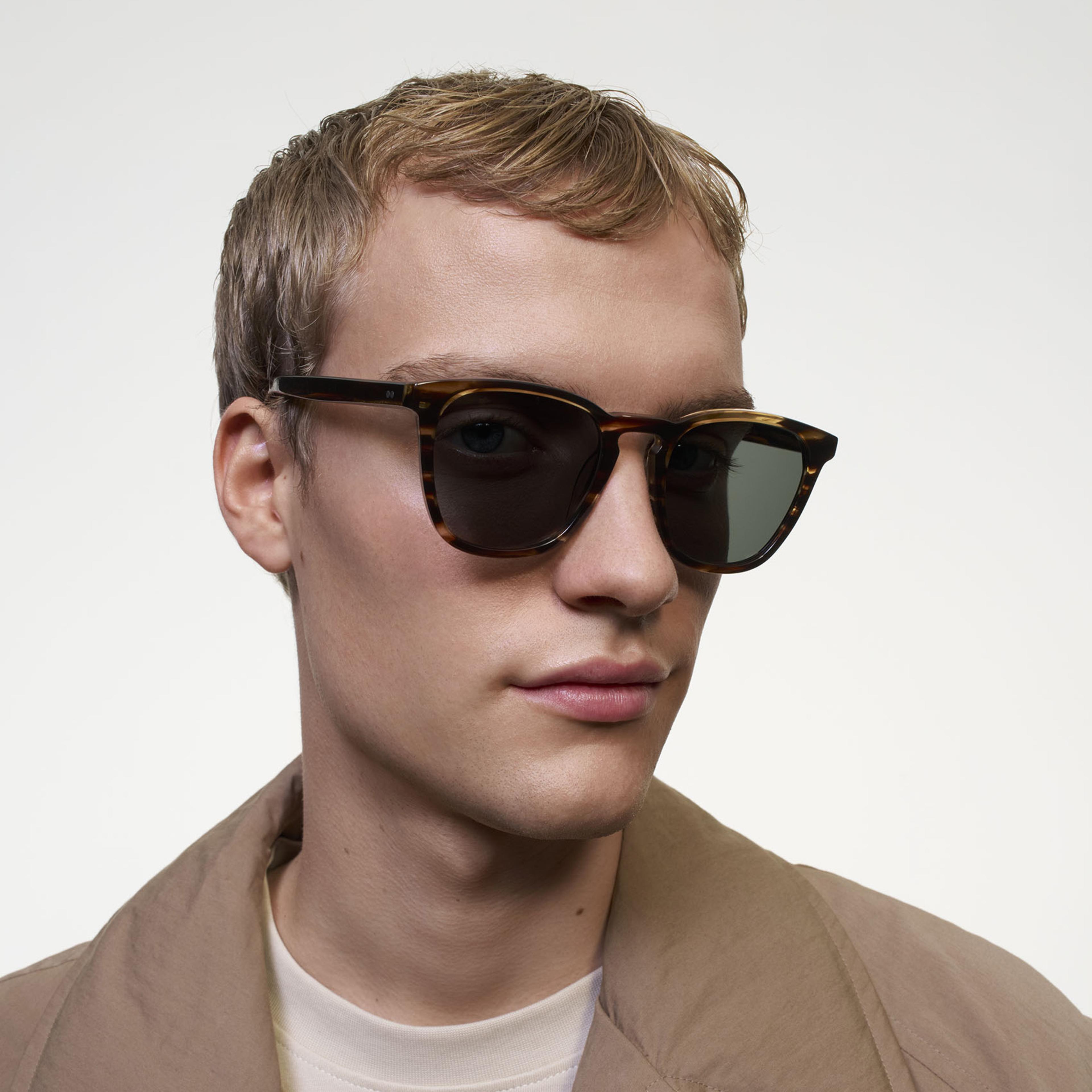 Ace & Tate Hudson in Tigerwood Ace & Tate Sunglasses | Square Acetate in Brown, Orange