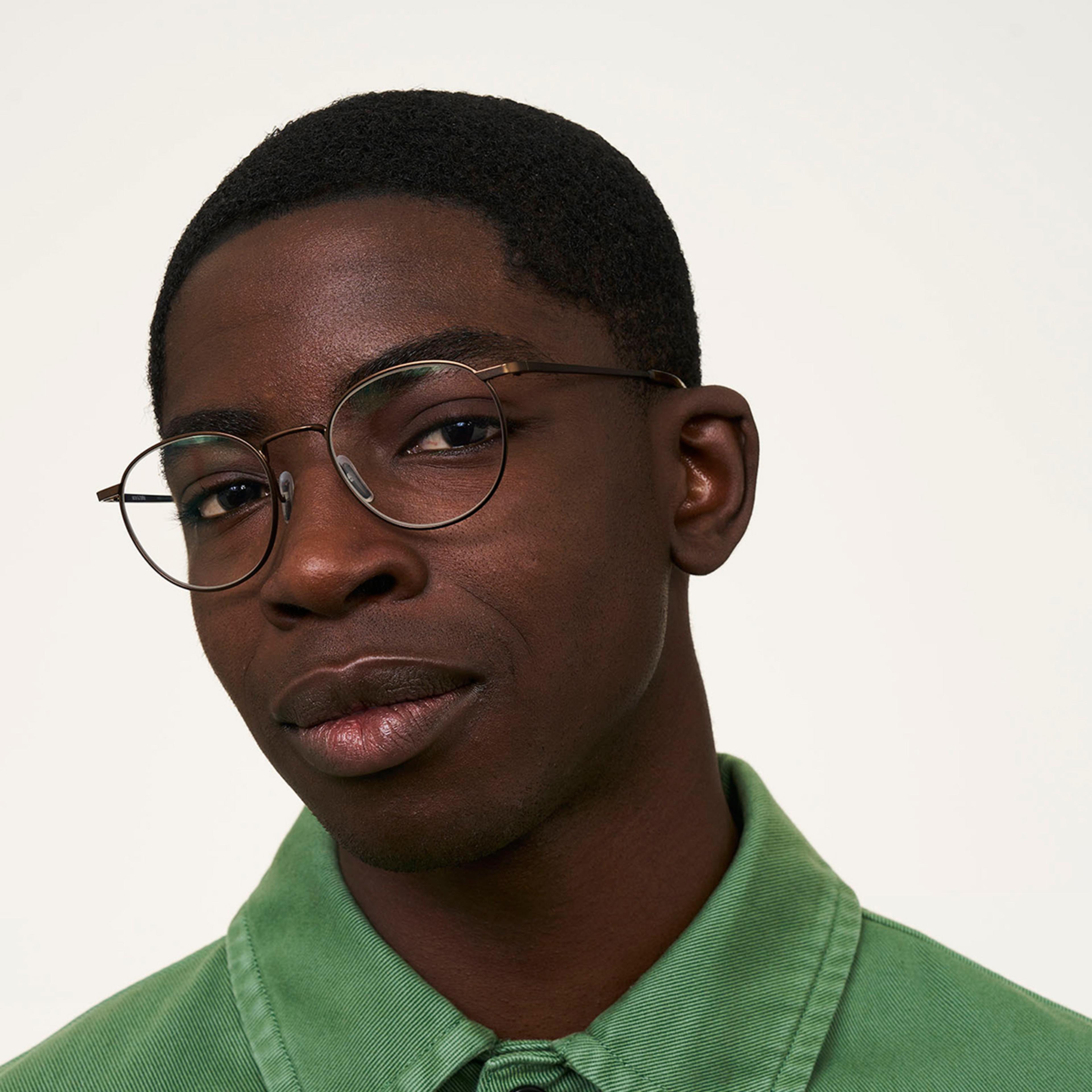 Ace & Tate Neil in Bronze Steel Ace & Tate Glasses | Round Metal in Brown