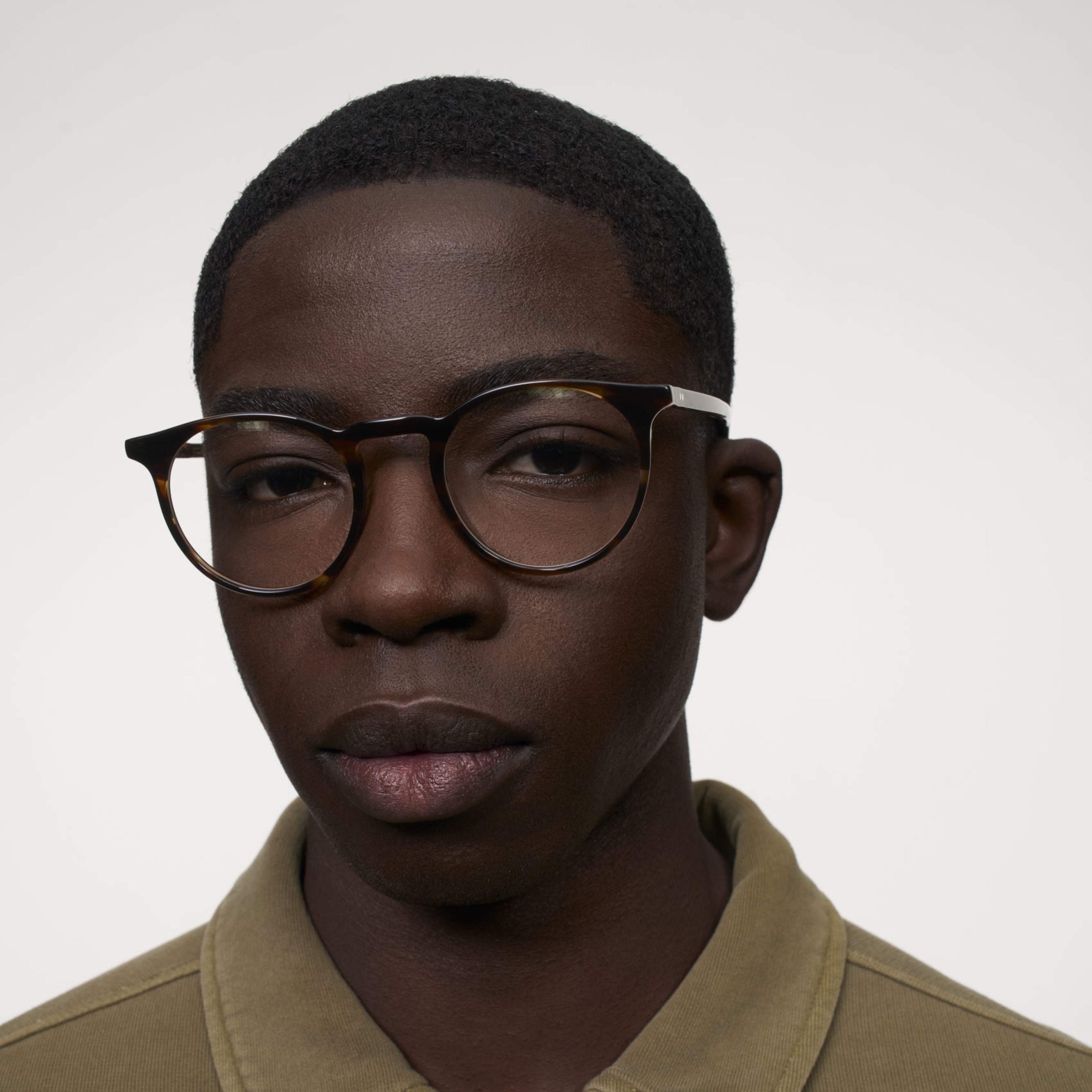 Ace & Tate Glasses | Round Acetate in Brown, Orange