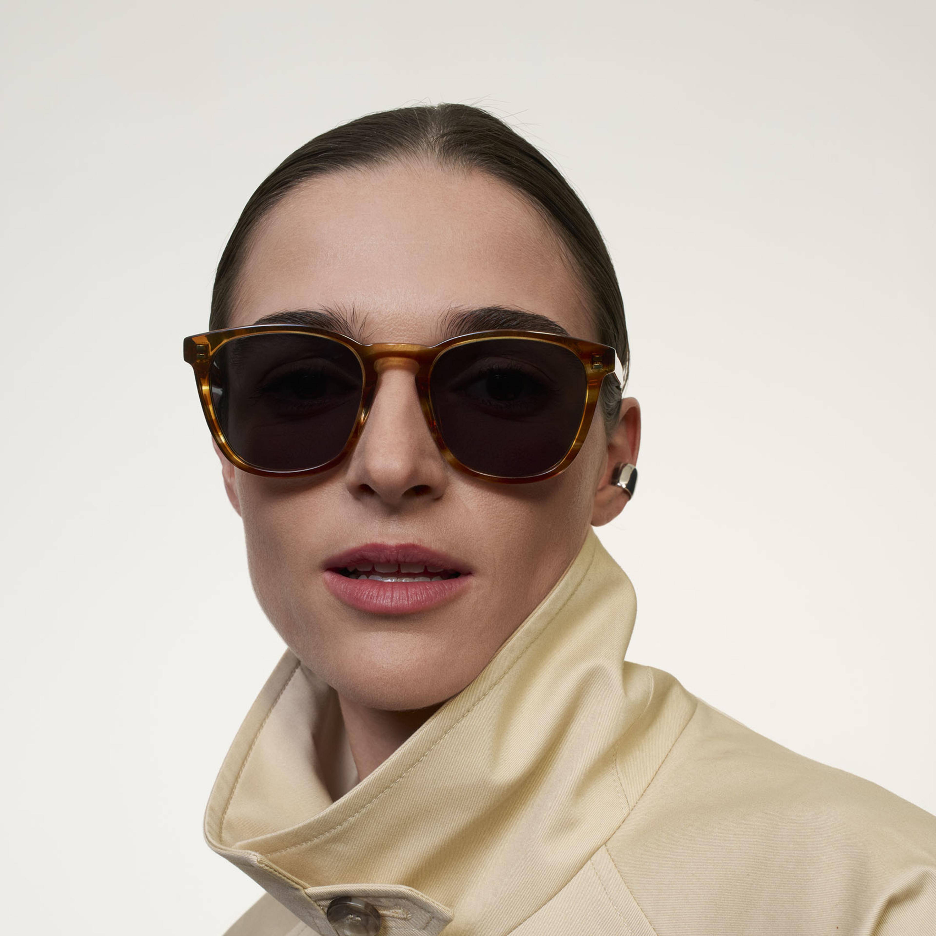 Ace & Tate Sunglasses | Square Acetate in Brown, Orange