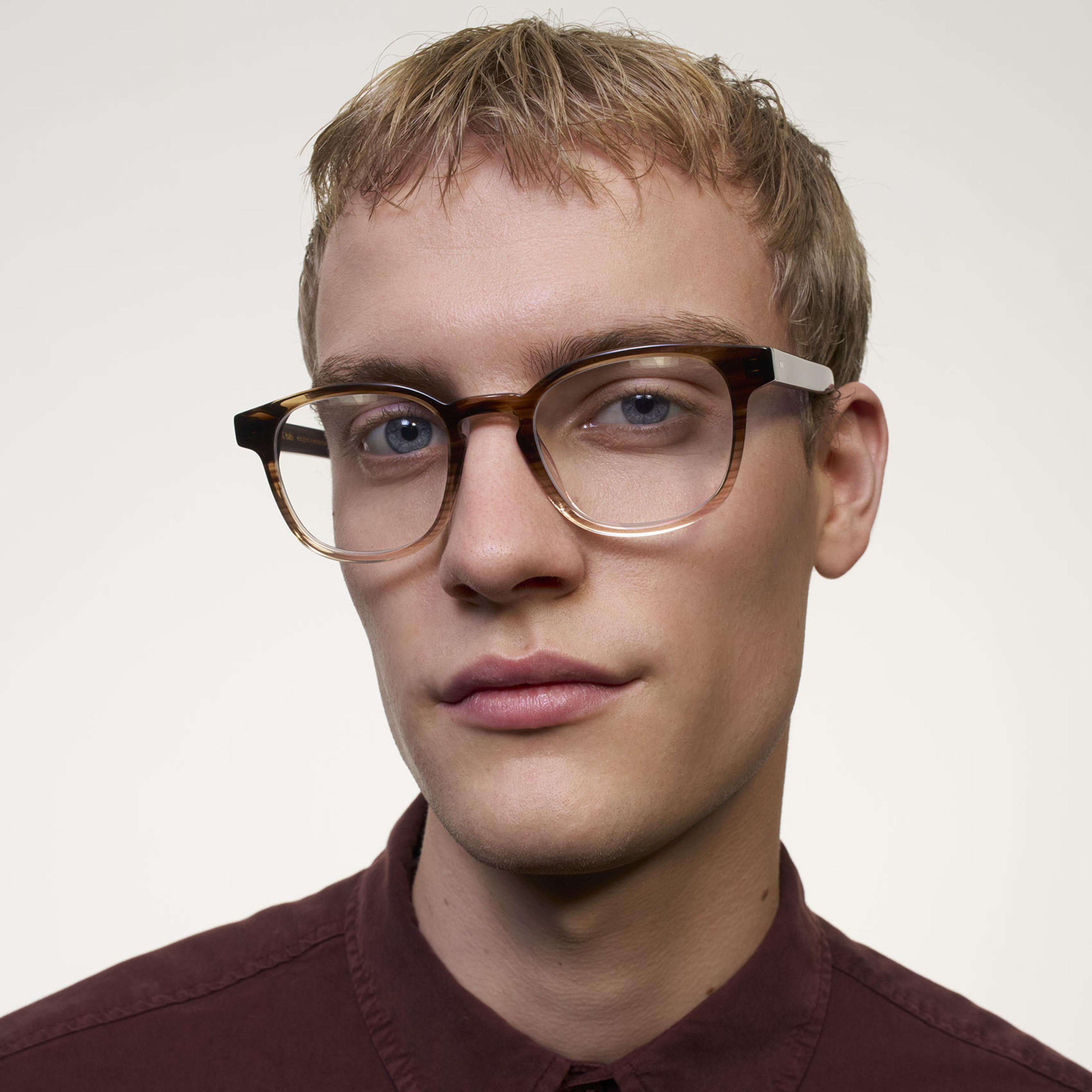Ace & Tate Glasses | Square Acetate in Brown, Clear