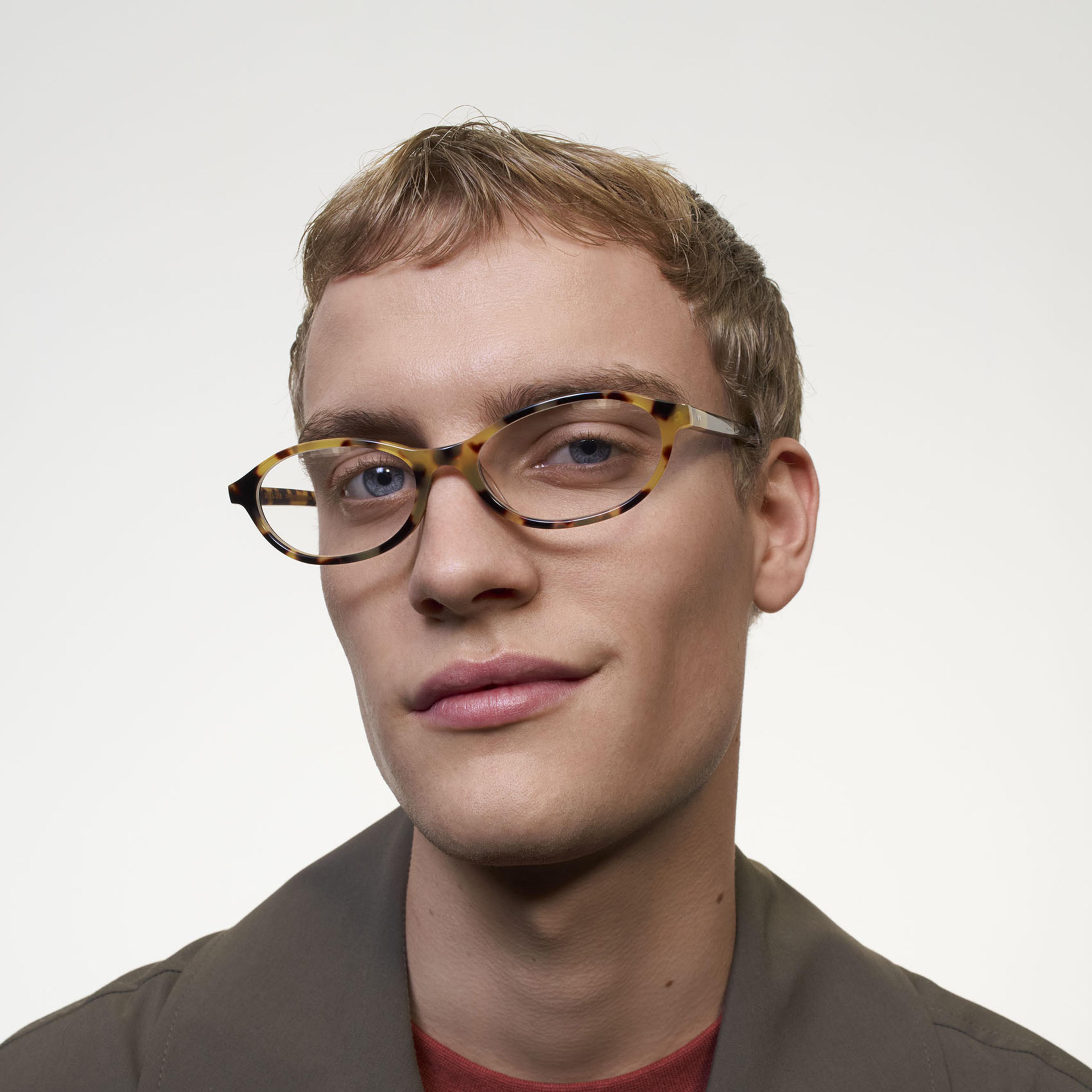 Ace & Tate Glasses | Oval Acetate in Brown, Yellow