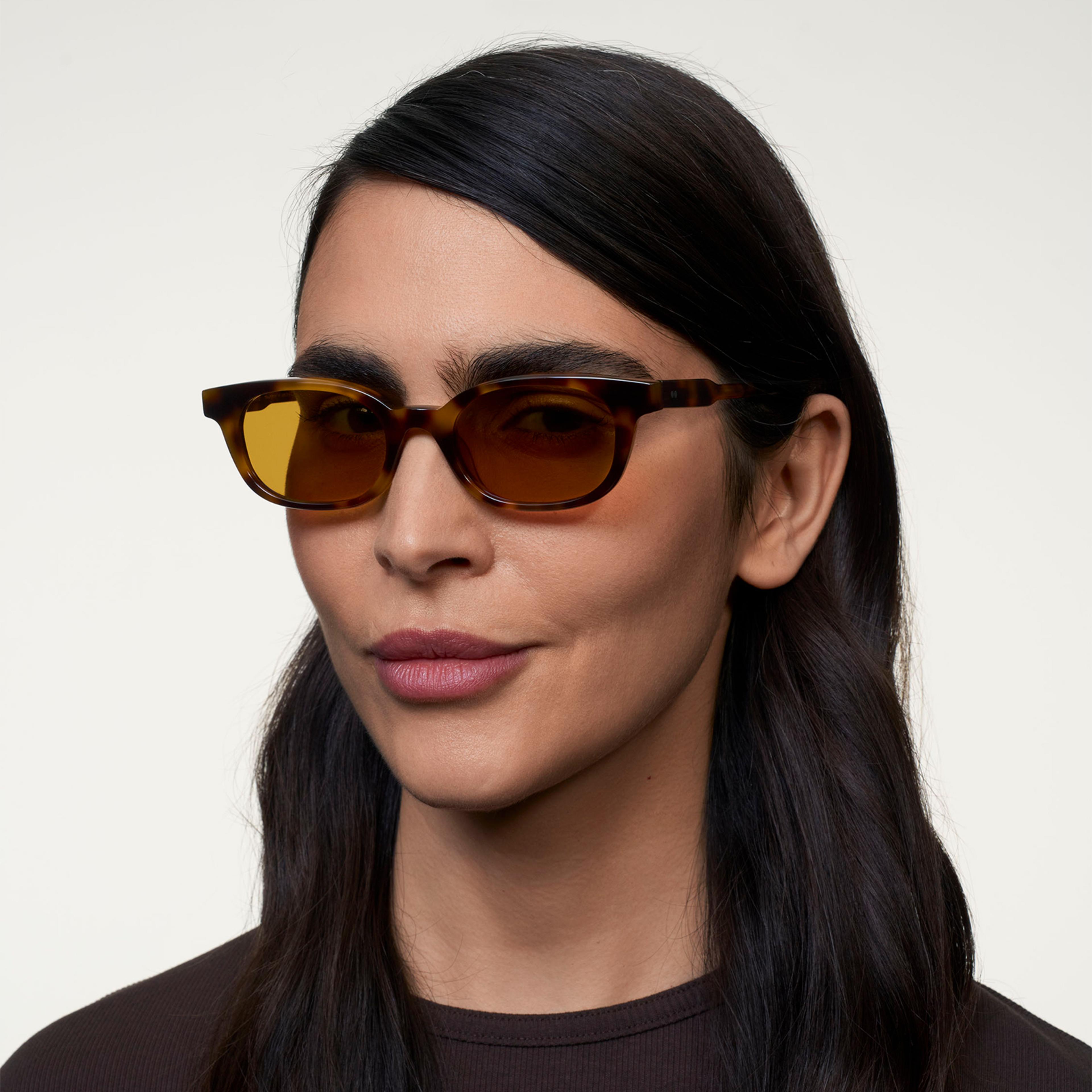 Ace & Tate Gafas de sol | Redonda Acetato in Negro, Marrón
