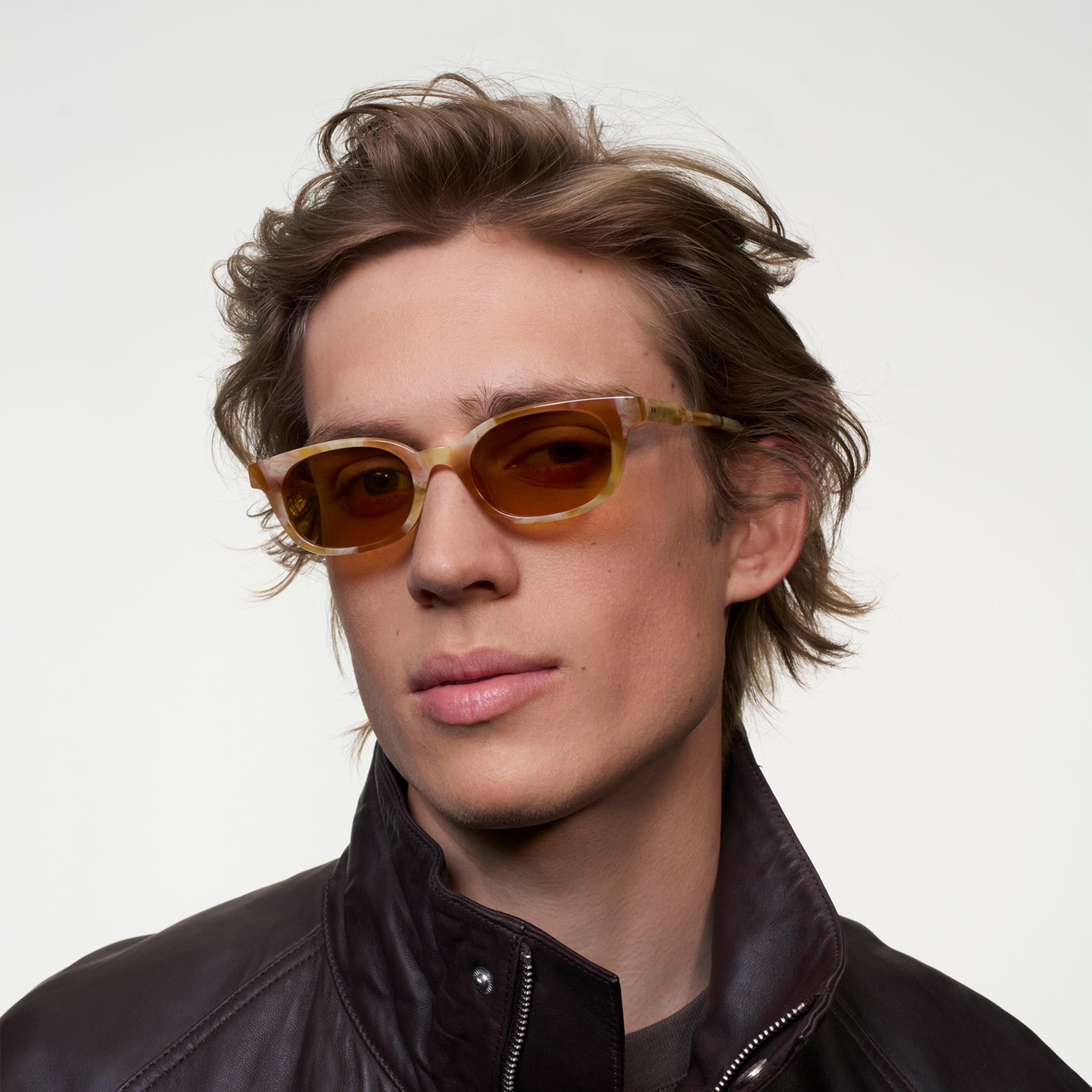 Ace & Tate Sunglasses | Round Acetate in Orange, White, Yellow